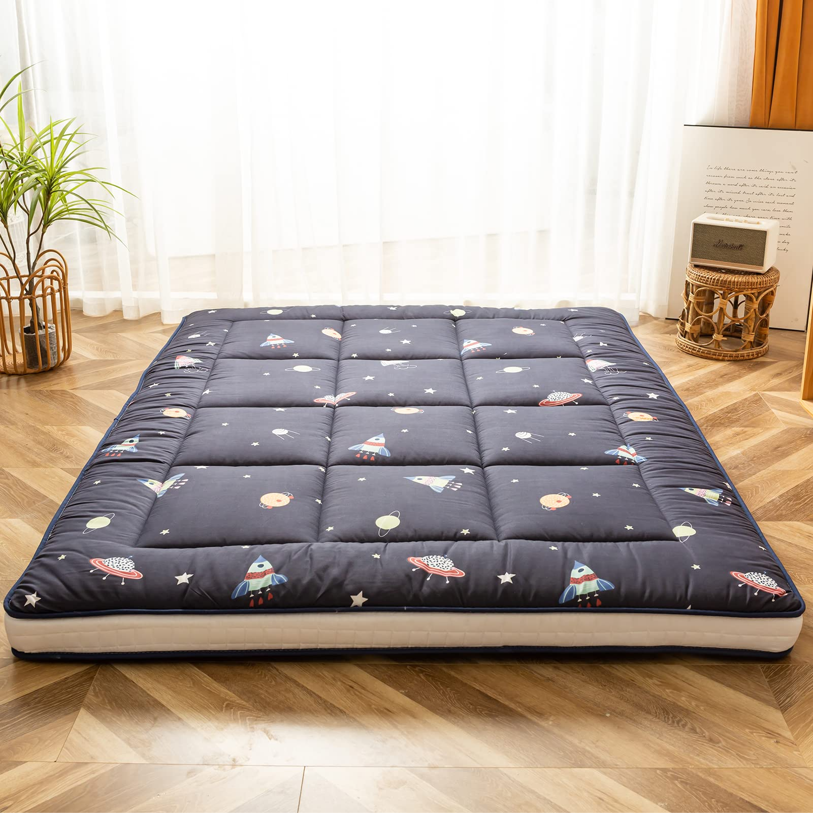MAXYOYO Japanese Futon Mattress - Thick Padded Floor Mattress for Camping, Guest Bed & Couch | Portable Tatami Style Sleeping Mat for Indoor/Outdoor Use