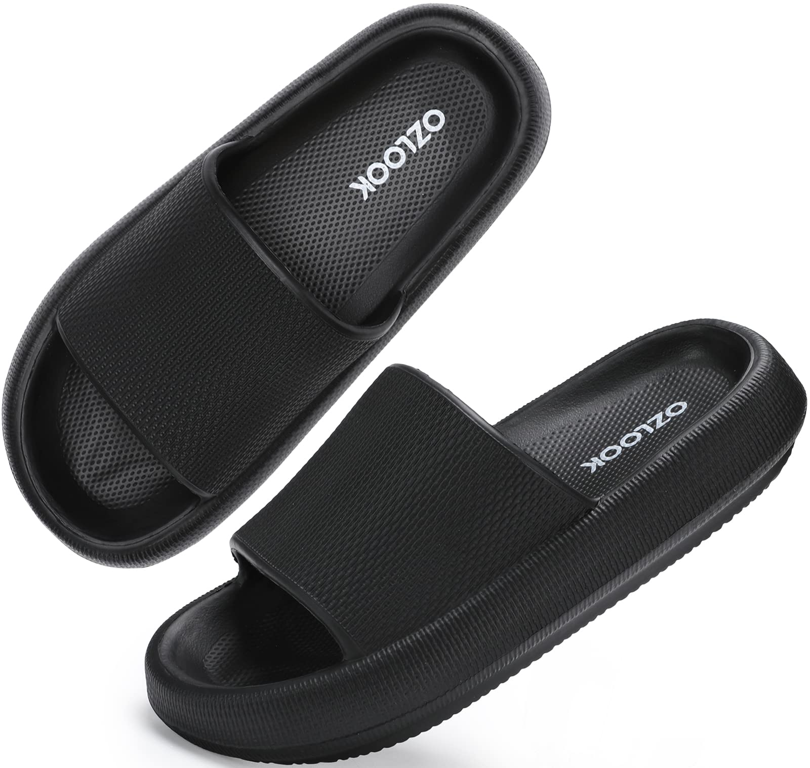 OZLOOK Cloud Slides for Women & Men - Quick-Dry Non-Slip Pillow Sandals with Soft Thick Sole | Indoor Outdoor Shower Slippers for Pool, Beach, Spa & Home Comfort