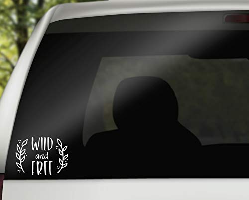 Wild and Free Vinyl Decal Sticker - White 4.5 x 3.3 Inch - Made in USA - Waterproof for Car Windows, Laptops, Tablets, Water Bottles - Perfect for Personalizing Devices, Home Decor & Gifts