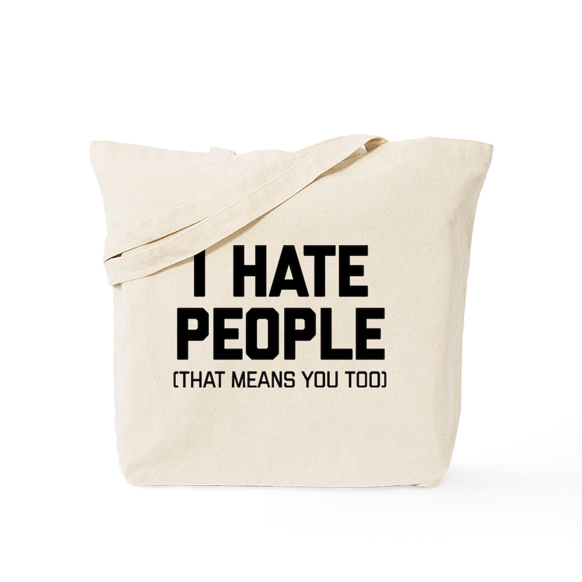 Funny 'I Hate People That Means You Too' Canvas Tote Bag - Eco-Friendly Reusable Grocery Shopping Bag for Work, Gym & Beach