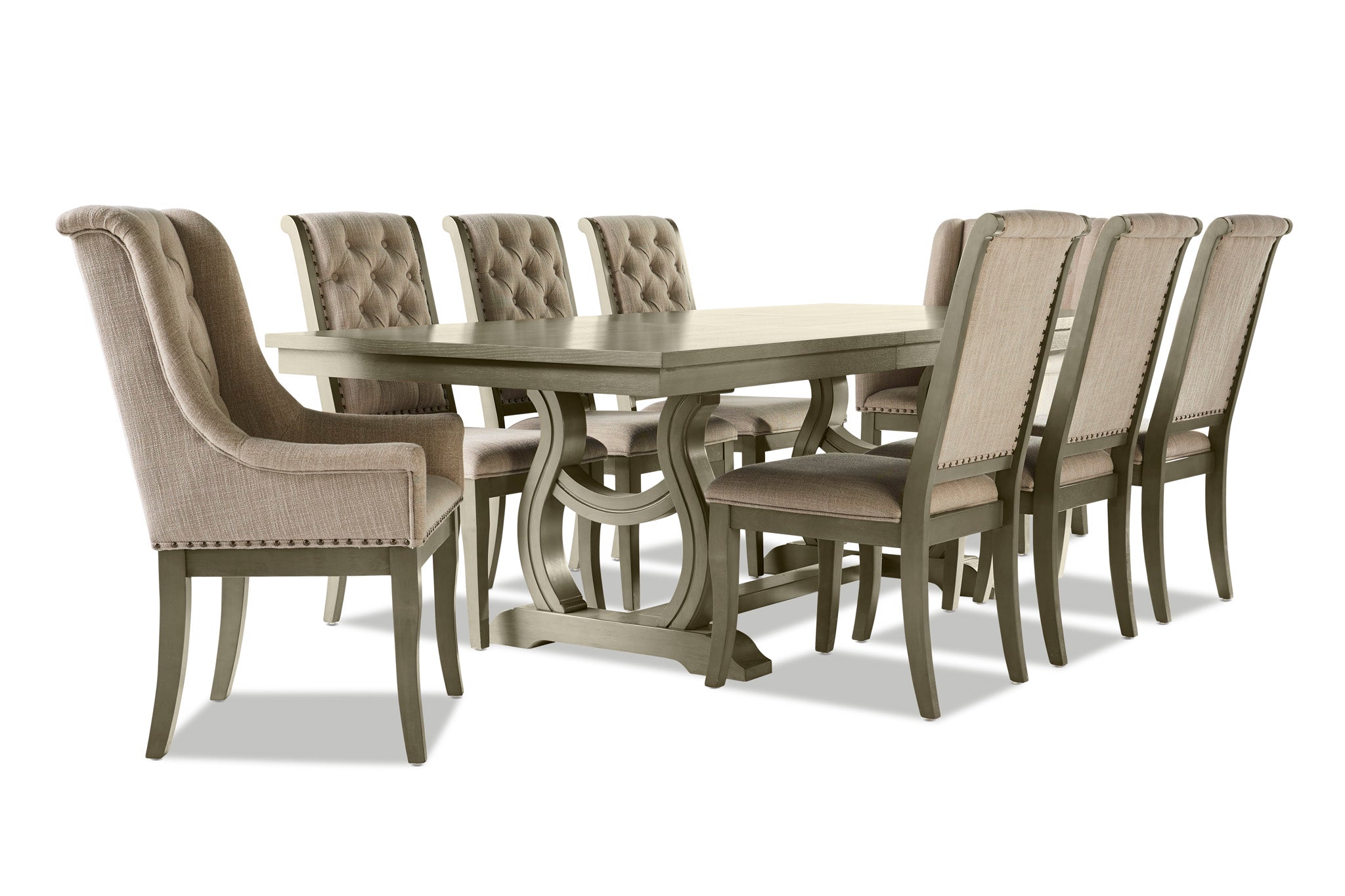 Cleopatra 9-Piece Extendable Dining Table Set - Solid Oak Wood - Perfect for Family Gatherings & Dinner Parties