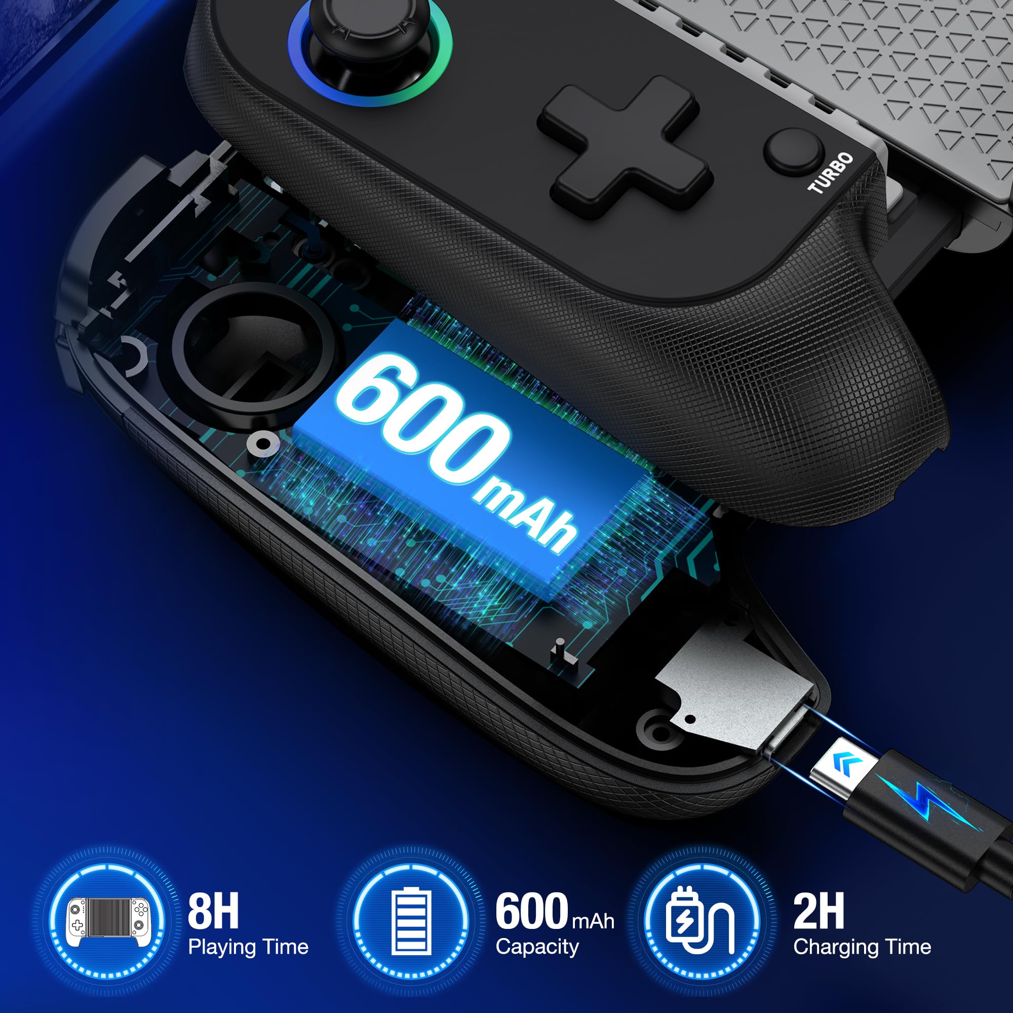 Wireless Mobile Game Controller for iPhone/Android - RGB Gaming Pad for Xbox/PS/Steam - Perfect for Minecraft & Mobile Gaming