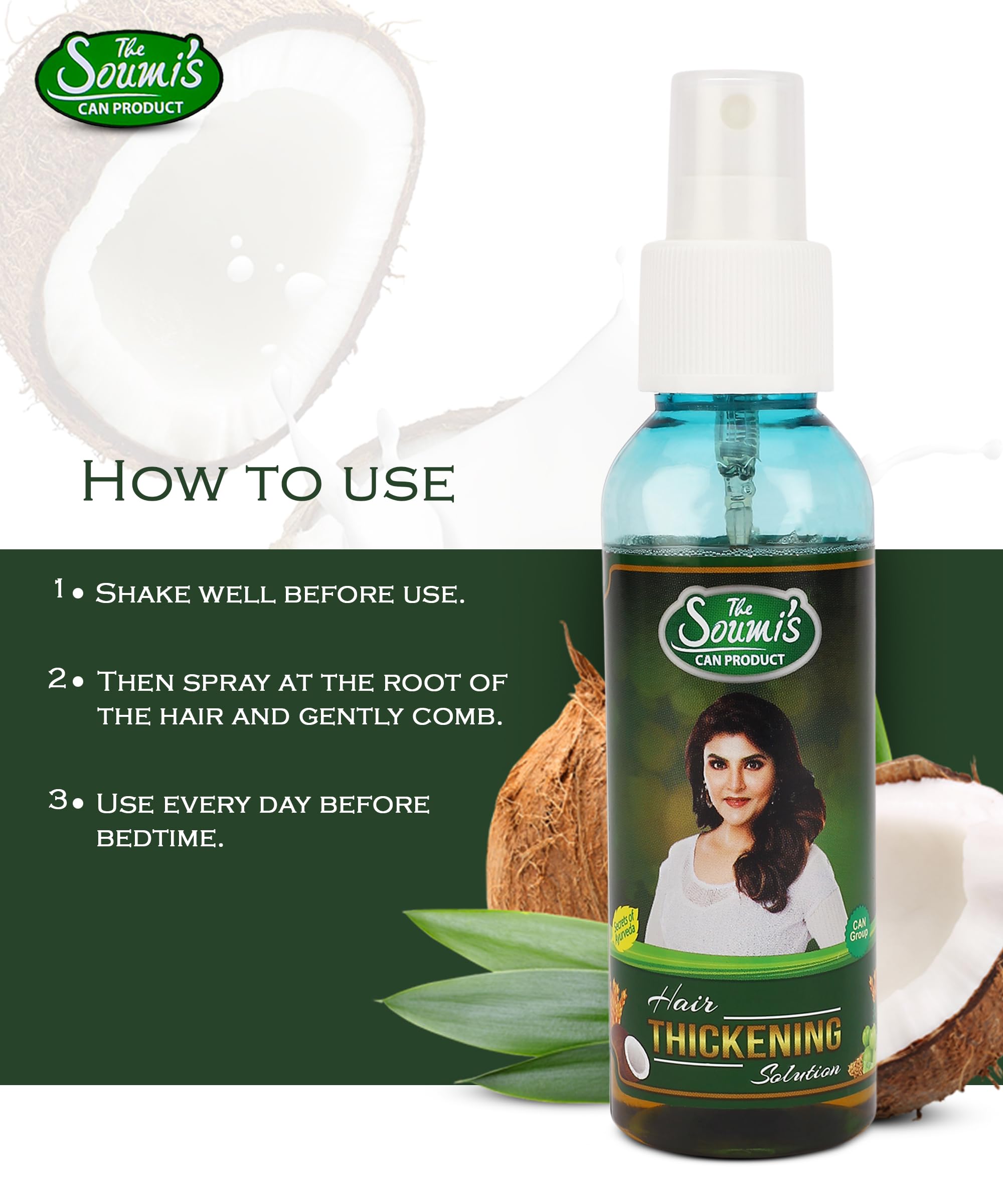 Soumi's Hair Thickening Solution with Castor Oil & Natural Extracts - Hair Growth Treatment for Thicker, Stronger Hair | Reduces Hair Loss & Strengthens Follicles | Vitamin E, Coconut Oil & Linseed Oil for Deep Hydration | Scalp Care for Men & Women | 100ml | Perfect for Daily Hair Care Routine & Scalp Repair
