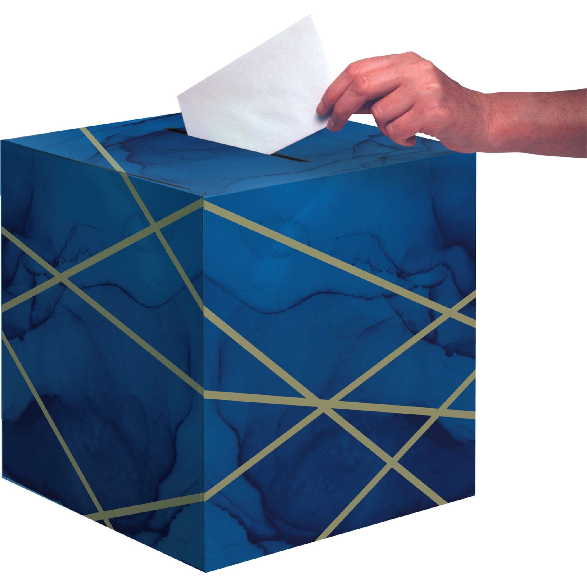 6-Pack Blue and Gold Geometric Party Card Boxes 12
