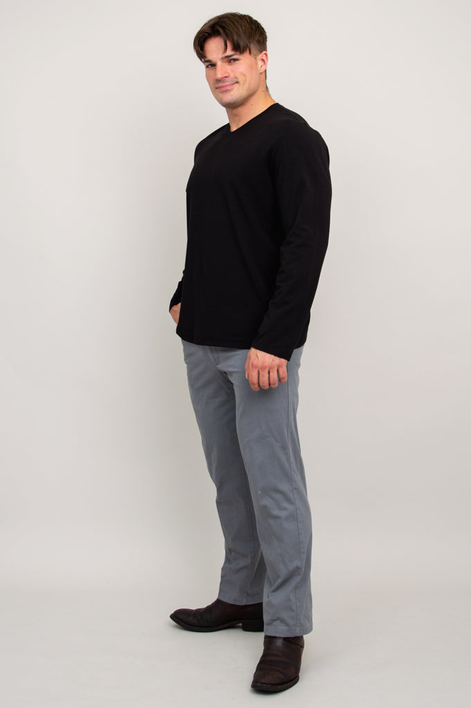 Adam Men's Long Sleeve Shirt - Soft Bamboo Fabric, Breathable & Comfortable, Black - Perfect for Casual Wear, Office & Outdoor Activities