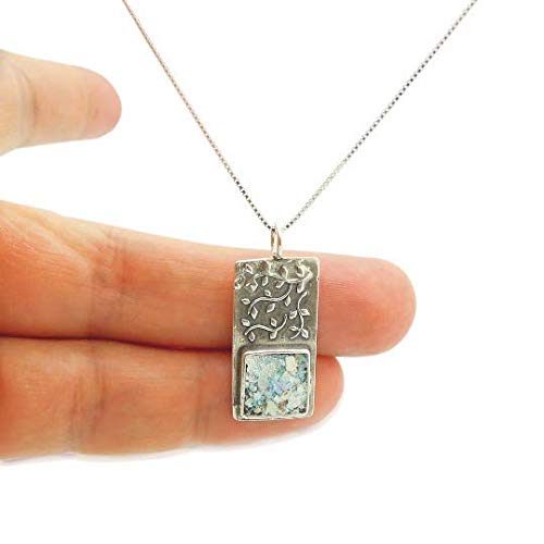 Ancient Roman Glass Sterling Silver Pendant - Handcrafted Tree Branch Design Jewelry for Women, Perfect for Gifts, Weddings & Everyday Elegance