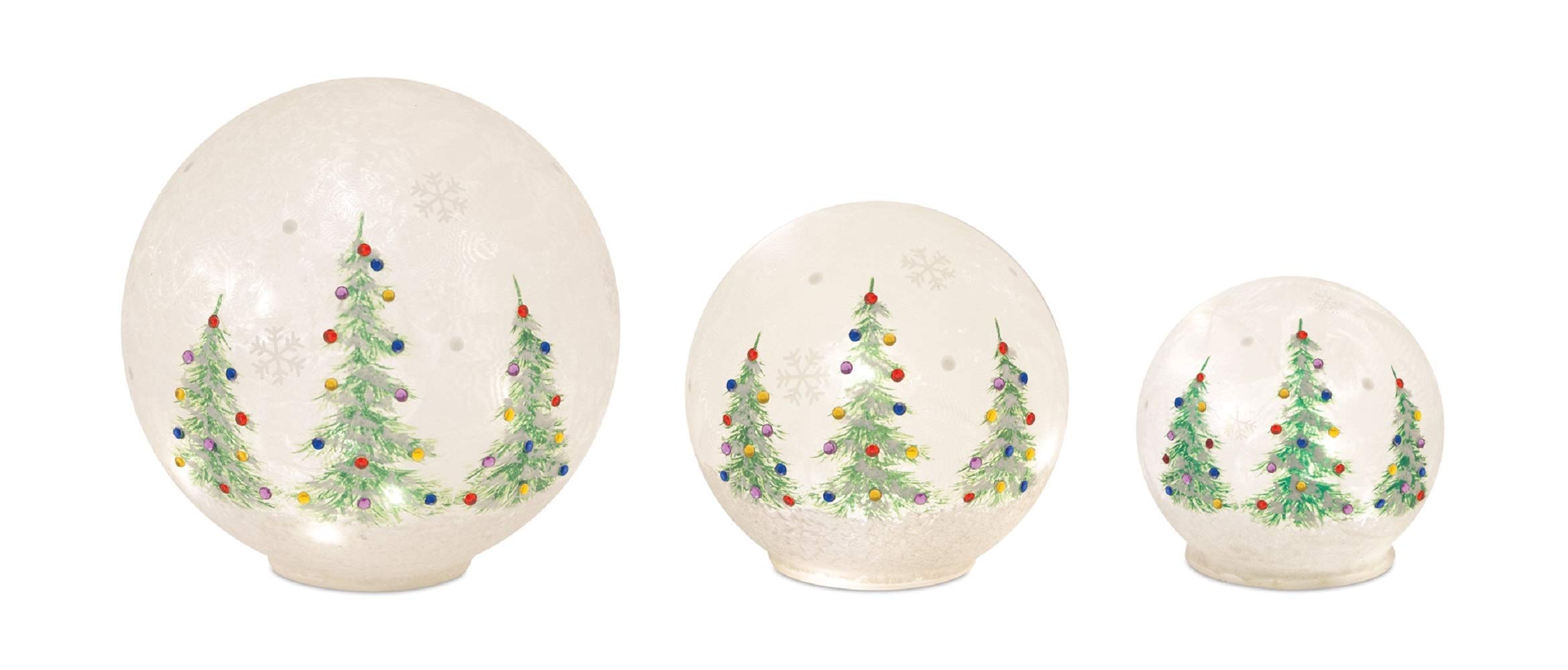 Melrose Christmas Tree Glass Globe with Timer - Set of 3 Holiday Ornaments for Xmas Tree Decorations, Home & Office Festive Decor