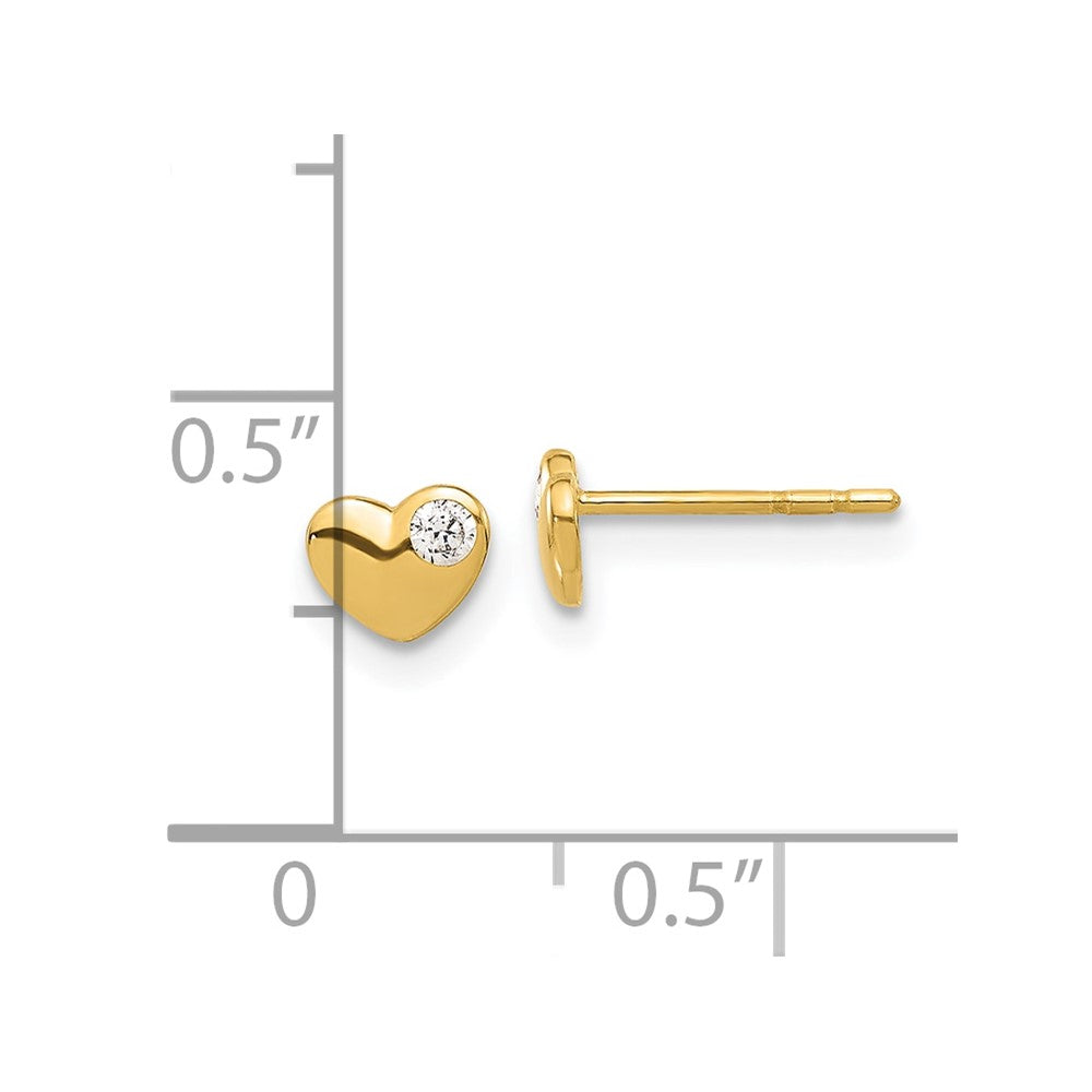 14K Gold Plated CZ Heart Stud Earrings for Women - Elegant Cubic Zirconia Post Earrings for Valentine's Day, Anniversary & Romantic Gifts (Model YE2193)