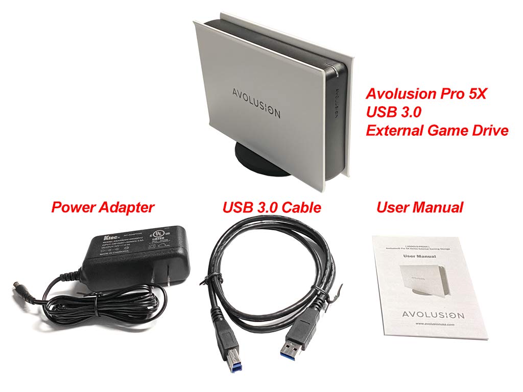 Avolusion PRO-5X Series 4TB USB 3.0 External Hard Drive - High Speed Portable HDD for Windows PC, Mac, Laptop - White (Renewed) - Perfect for Data Backup, Gaming Storage & Media Files