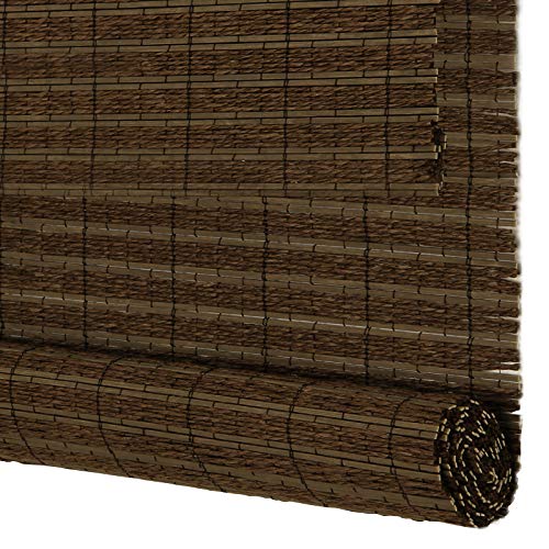 PASSENGER PIGEON Bamboo Window Blinds - Natural Light Filtering Roll Up Shades with Bamboo & Linen Weave, Valance Included (72