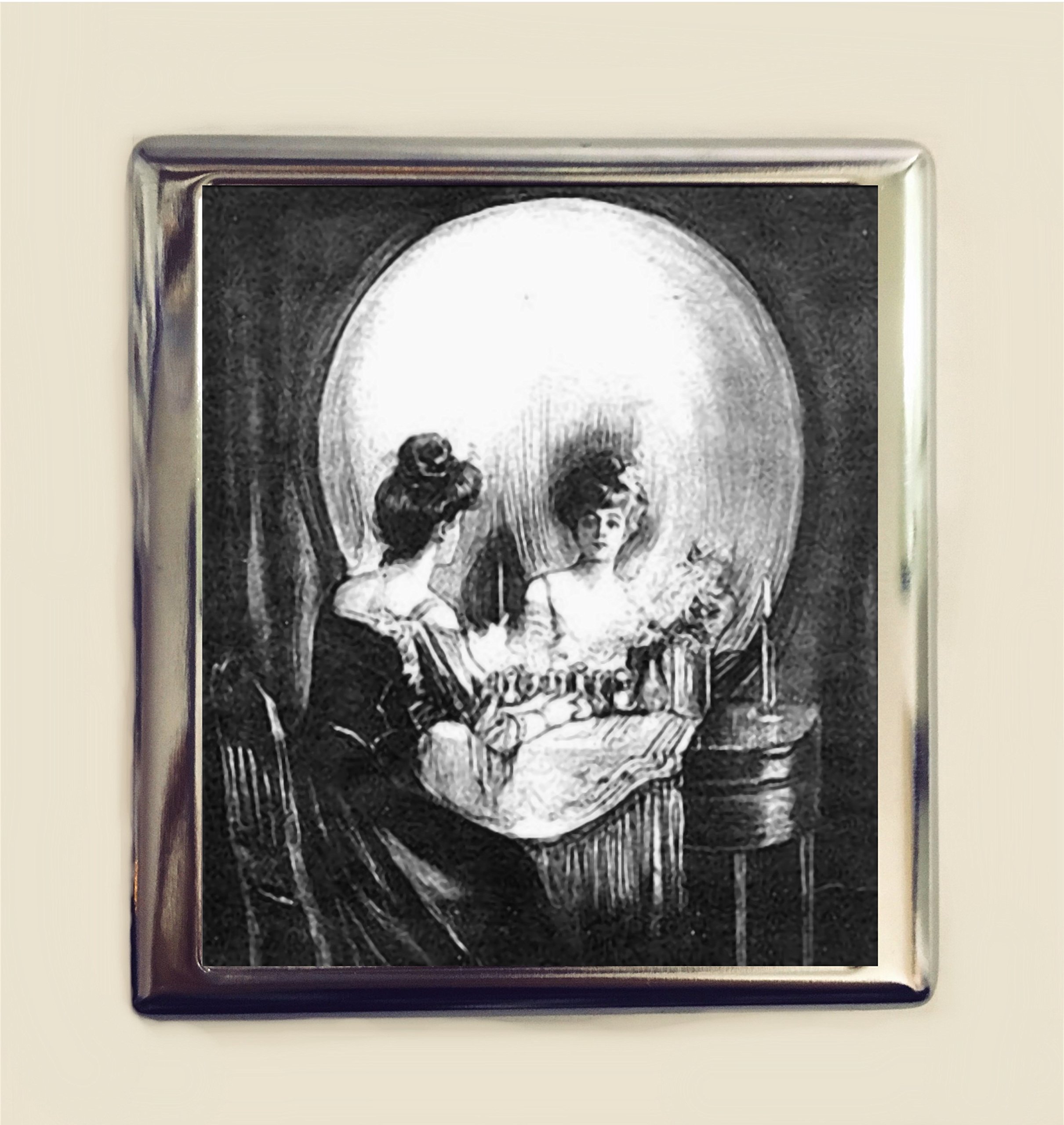 Skull Vanity Cigarette Case & ID Holder - Gothic Wallet for Parties & Events