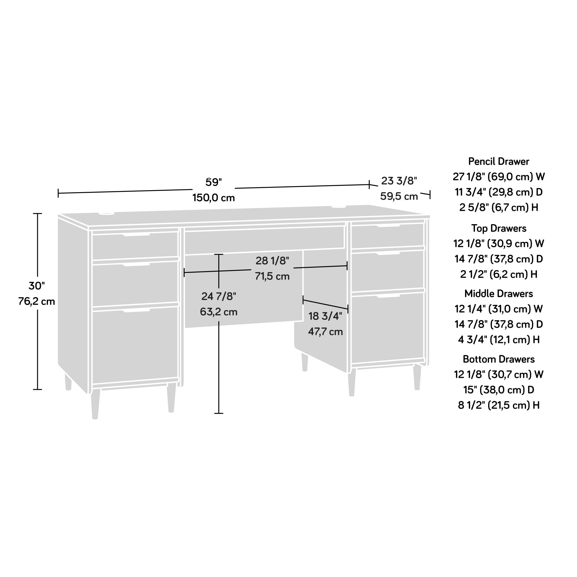 Sauder Clifford Place Commercial Office Executive Desk - Natural Maple Finish - Perfect for Home Office, Business, and Professional Workspaces