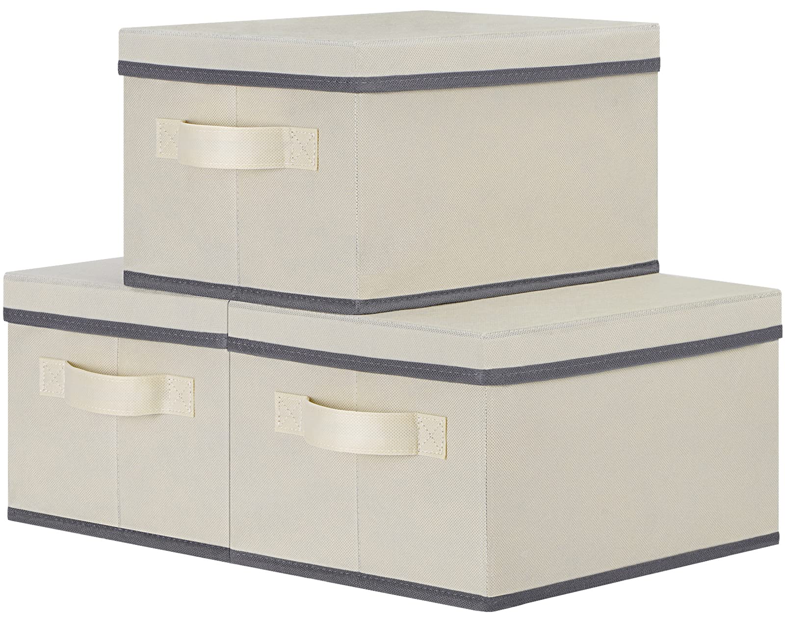 Asxsonn 3-Pack Collapsible Fabric Storage Bins with Lids & Labels - 11.4