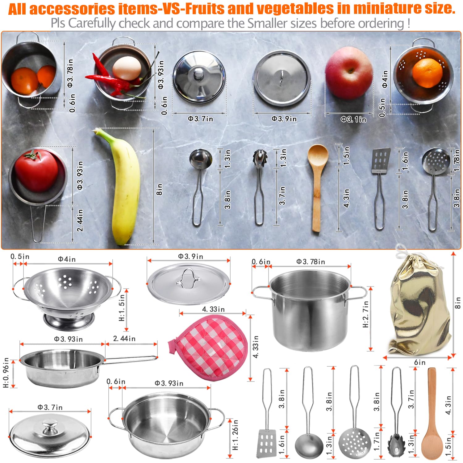 **Stainless Steel Kids Kitchen Playset - Pretend Cookware & Cooking Utensils Toy Set for Boys & Girls - Perfect for Pretend Play, Role-Playing & Early Learning**    *(Use for imaginative play, kitchen role-play, early childhood development, and fun family bonding time!)*