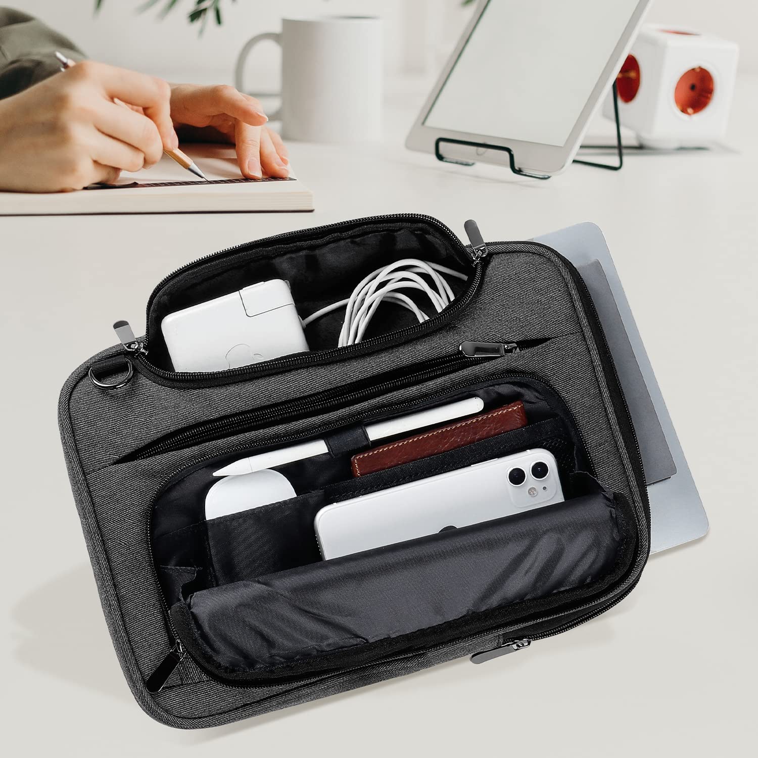 BERTASCHE 13.3 Inch Laptop Sleeve Bag for MacBook Air/Pro & Surface Pro 7/8/X - Padded Protective Case with Adjustable Strap & Charger Pocket - Perfect for Work, Travel & School