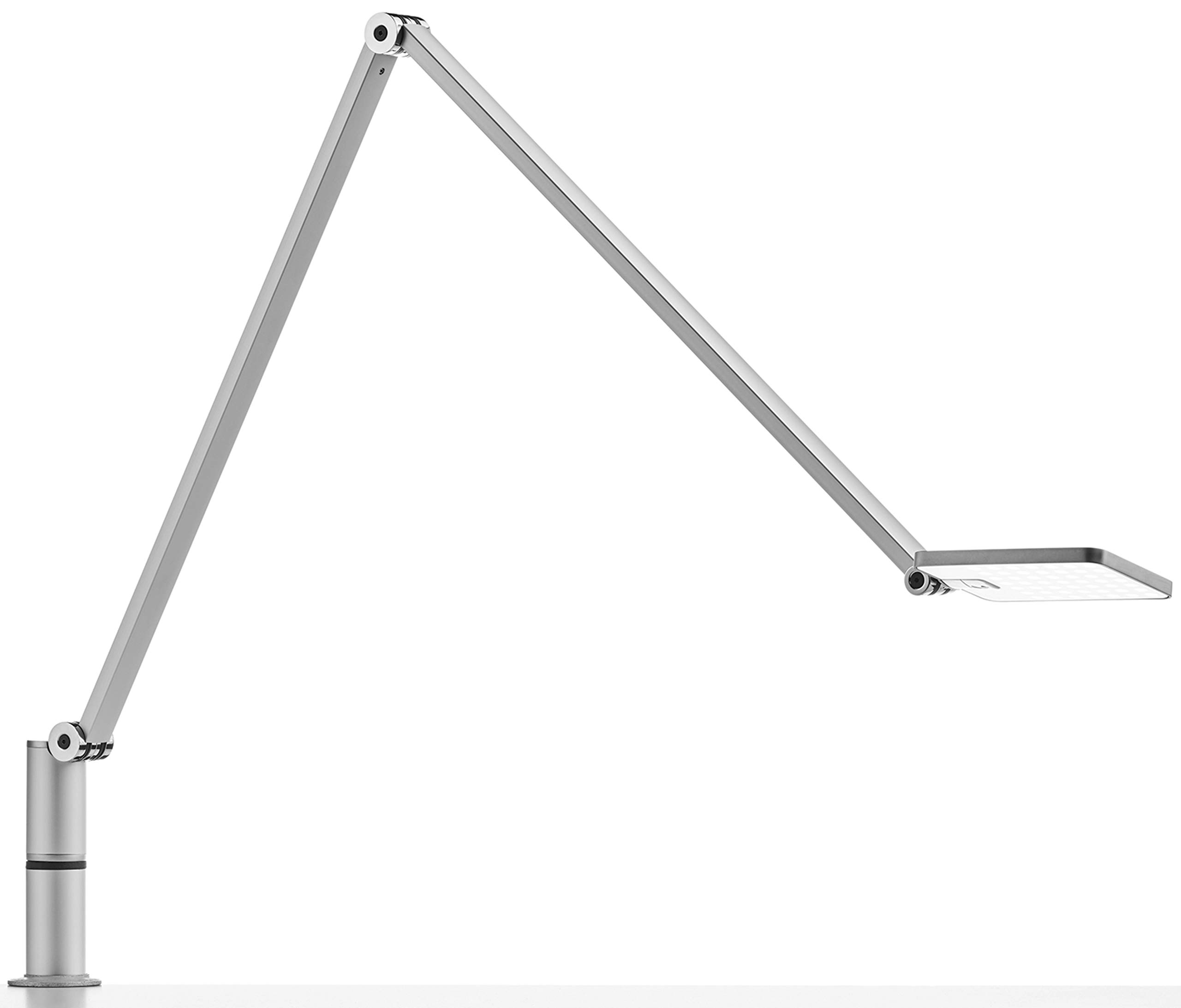 Novus Attenzia Adjustable LED Desk Lamp - 742 Lumens 4000K Natural White Light, One-Touch Memory Dimming & Anti-Glare Technology to Reduce Eye Strain, Flexible Pivoting Arms with Clamp Mount for Home Office, Study, Reading, and Crafting (Silver)