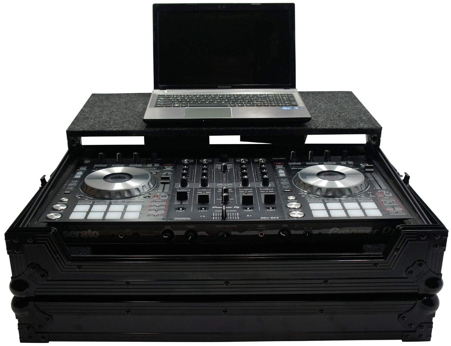 Harmony Audio HCDDJSXLTBK Flight Glide Laptop Stand DJ Case for Pioneer DDJ-SX2 - Portable DJ Equipment for Live Performances & Studio Mixing