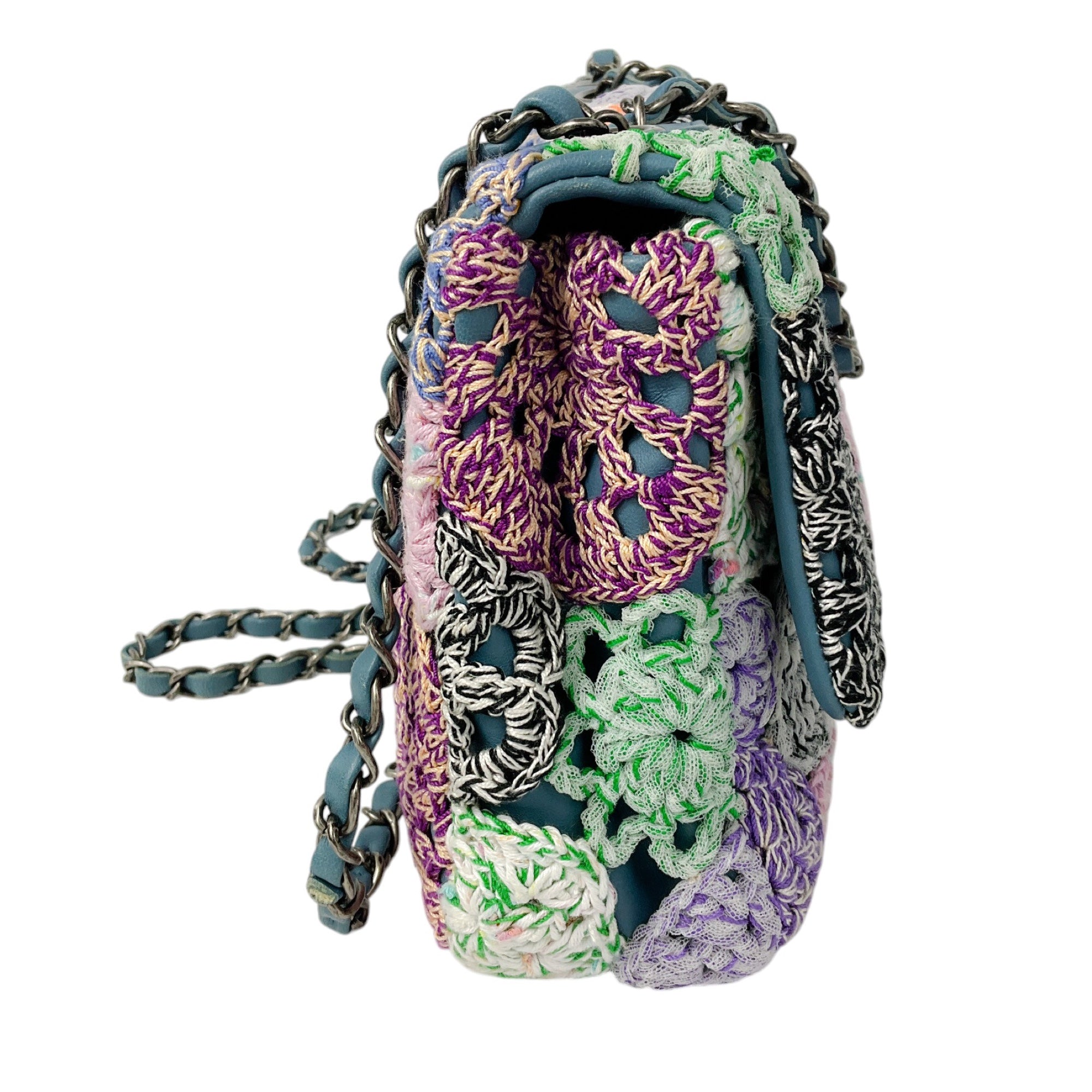 Chanel Blue Multi Paris Seoul Crochet and Lambskin Medium Flap Bag - Luxury Designer Handbag for Women, Perfect for Parties, Travel & Everyday Use