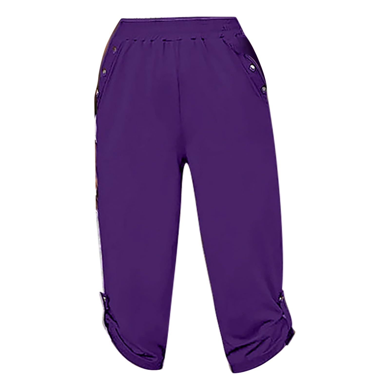 Women's Cargo Pants Summer Casual Capri Cropped Pants - Lightweight Breathable Solid Color Outdoor Hiking Travel Workout Pants for Women