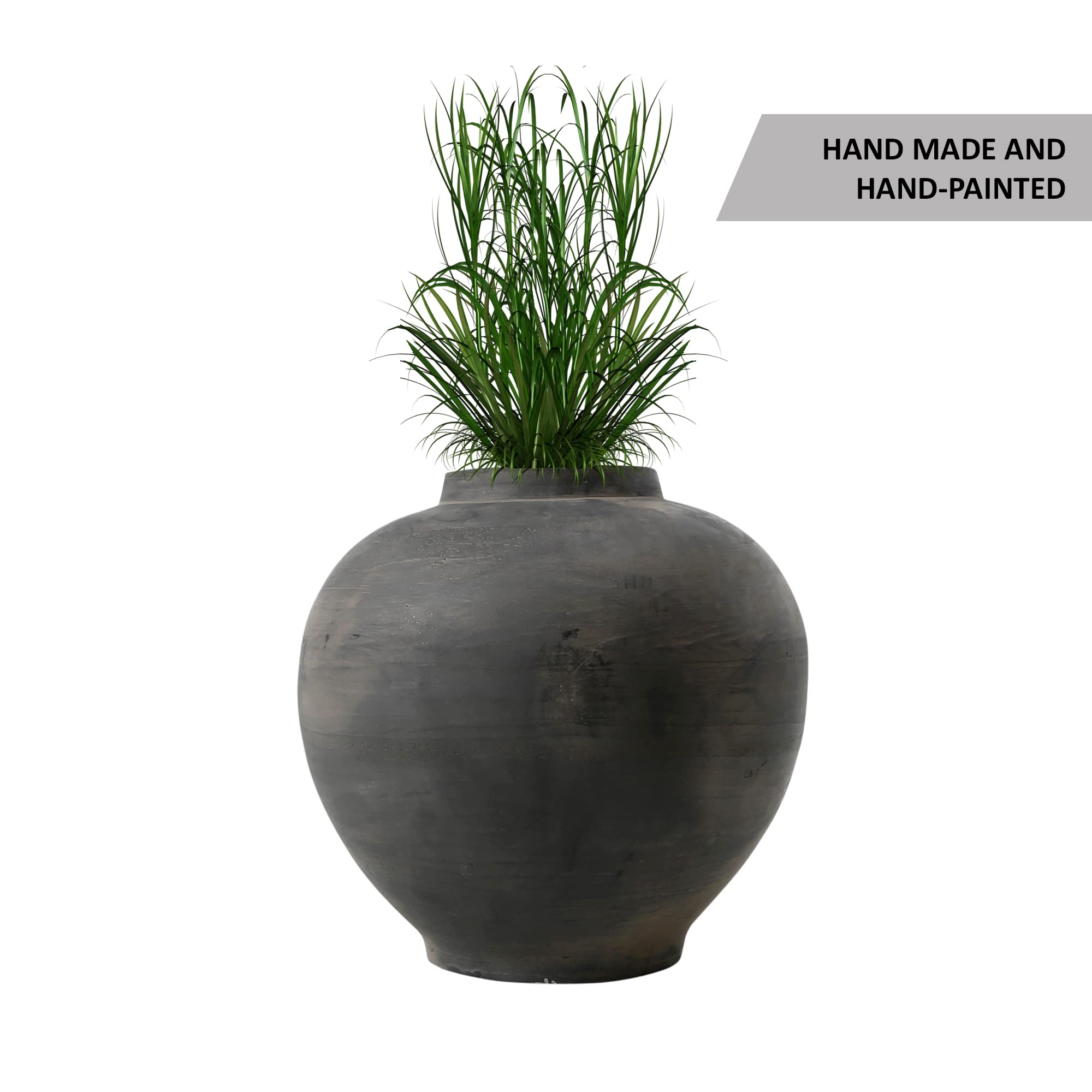 Artissance Earthy Gray Small Apple-Shaped Ceramic Pot - 10 Inch Tall Handmade Pottery Planter for Succulents, Herbs & Home Decor | Perfect for Windowsills, Tabletops & Gift Giving