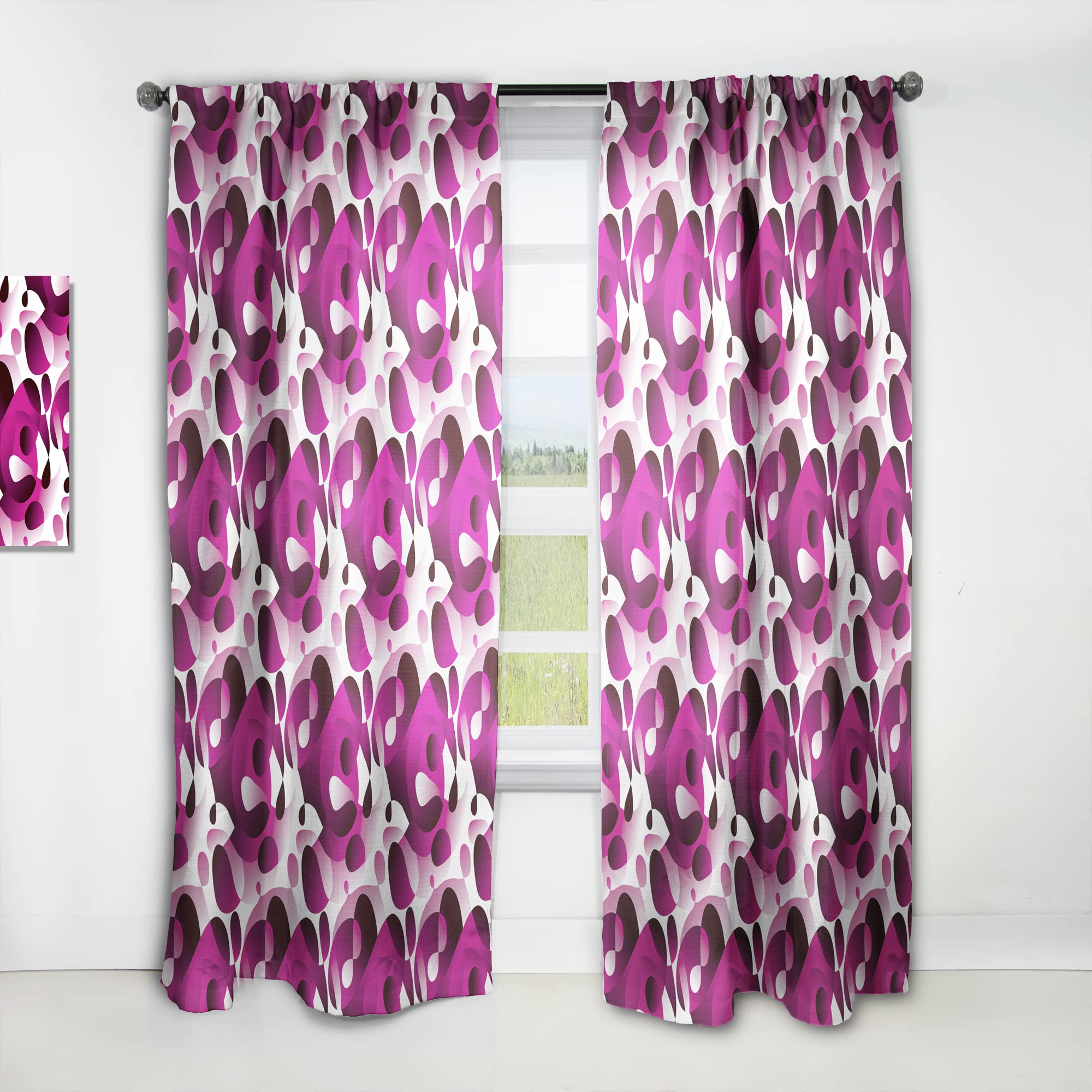 DesignQ Thermal Insulated Abstract Retro Pattern Curtains - Single Panel 52x63 Inches - Blackout Drapes for Bedroom & Living Room - Perfect for Home Decor, Privacy & Light Control