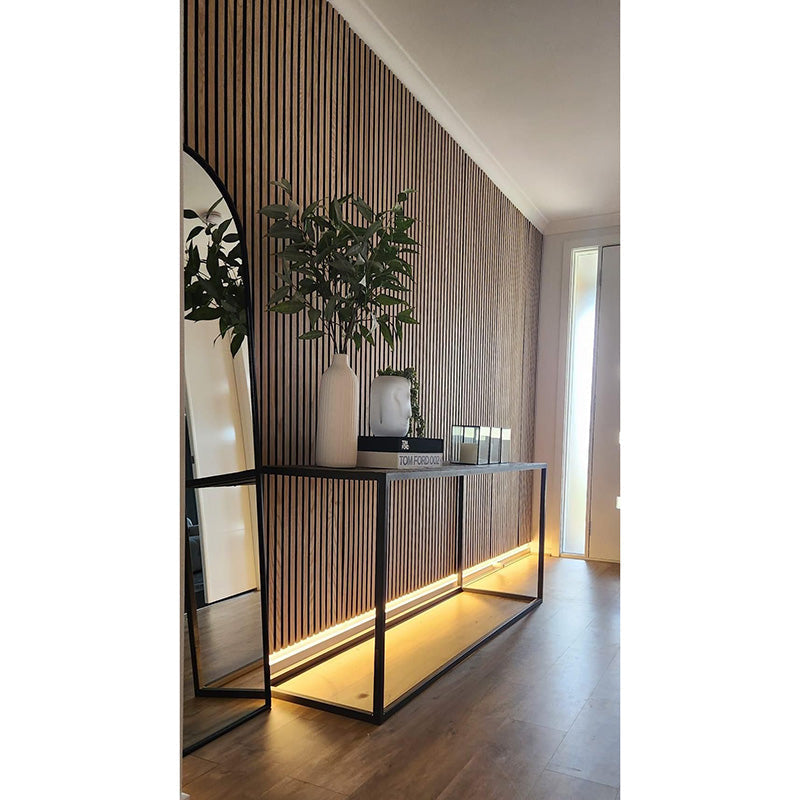 Flexible Acoustic Wood Slat Wall Panel - Walnut Veneer 2700mm x 600mm | Soundproofing & Decorative Wall Treatment for Home Theater, Office, and Studio