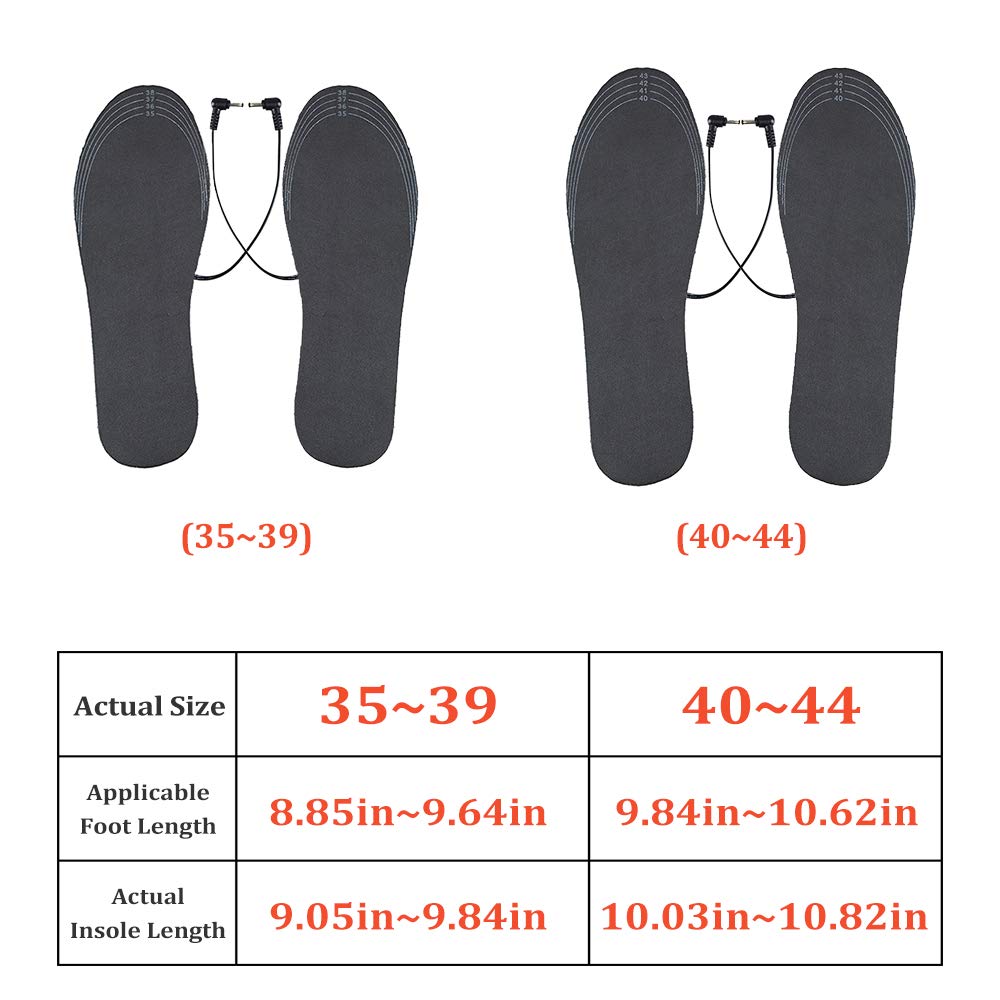 Rechargeable Battery Powered Heated Insoles - USB Foot Warmer Inserts for Boots & Shoes - Keep Feet Warm in Winter for Outdoor Work, Hunting & Snow Sports
