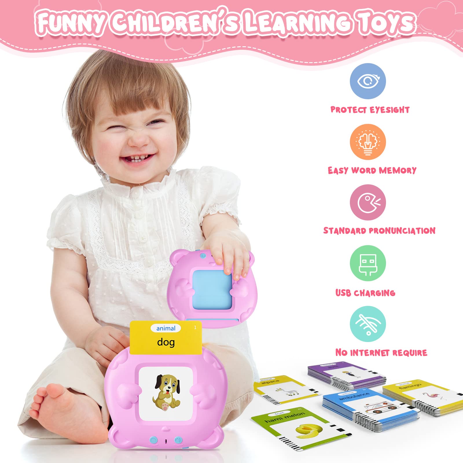 Valentine's Day Gifts for Toddlers - 224 Sight Words Talking Flash Cards | Educational Sensory Learning Toys for 2 3 4 5 Year Old Boys & Girls | Montessori Preschool Classroom & Homeschool Supplies | Perfect for Birthday, Christmas & Valentine's Day Presents