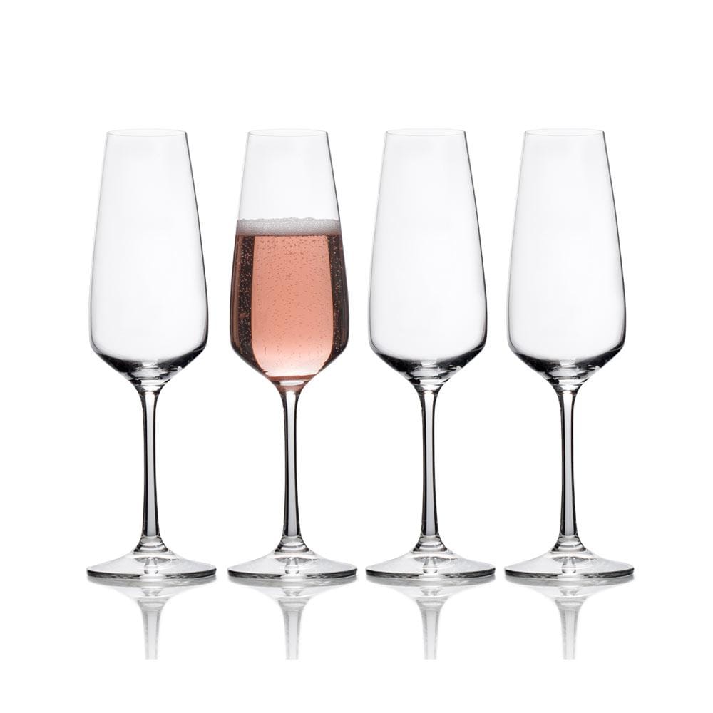 Premium Set of 4 Crystal Champagne Flutes - Elegant Glassware for Weddings, Parties & Celebrations - Dishwasher Safe Stemware for Sparkling Wine & Prosecco