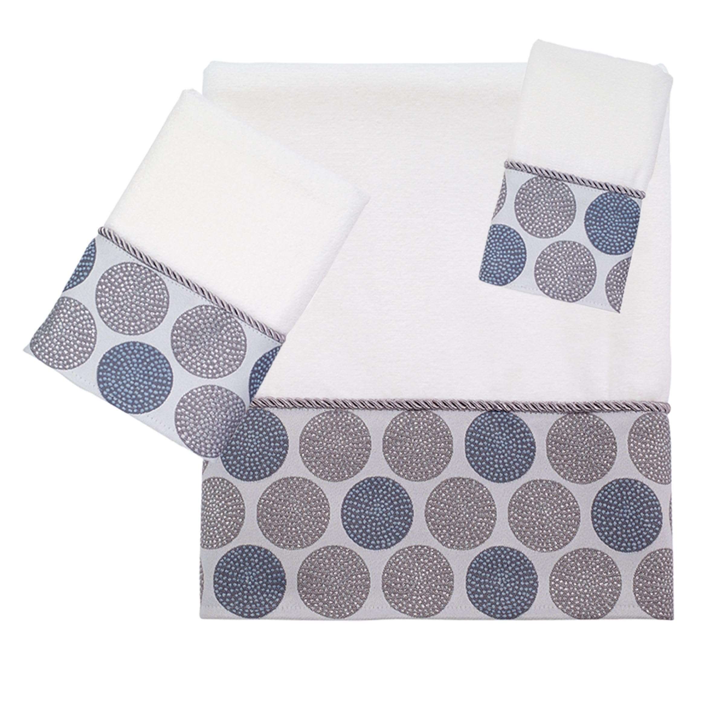 Avanti Linens Premium Bath Towel Set - Ultra Soft & Highly Absorbent 100% Cotton Towels (Dotted Circles Collection, White) for Spa, Bathroom & Beach Use