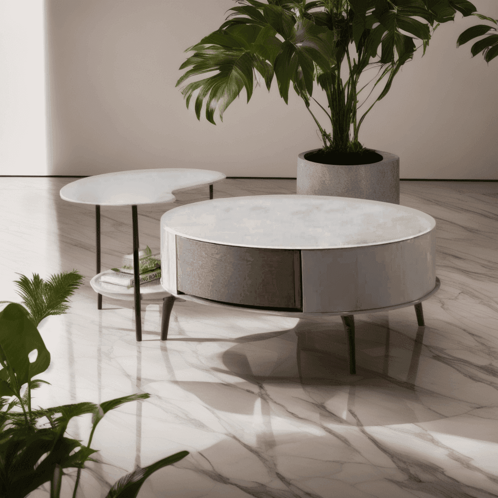 Giada Modern Nesting Coffee Table with Jade Stone Top - Stylish Living Room Furniture for Small Spaces