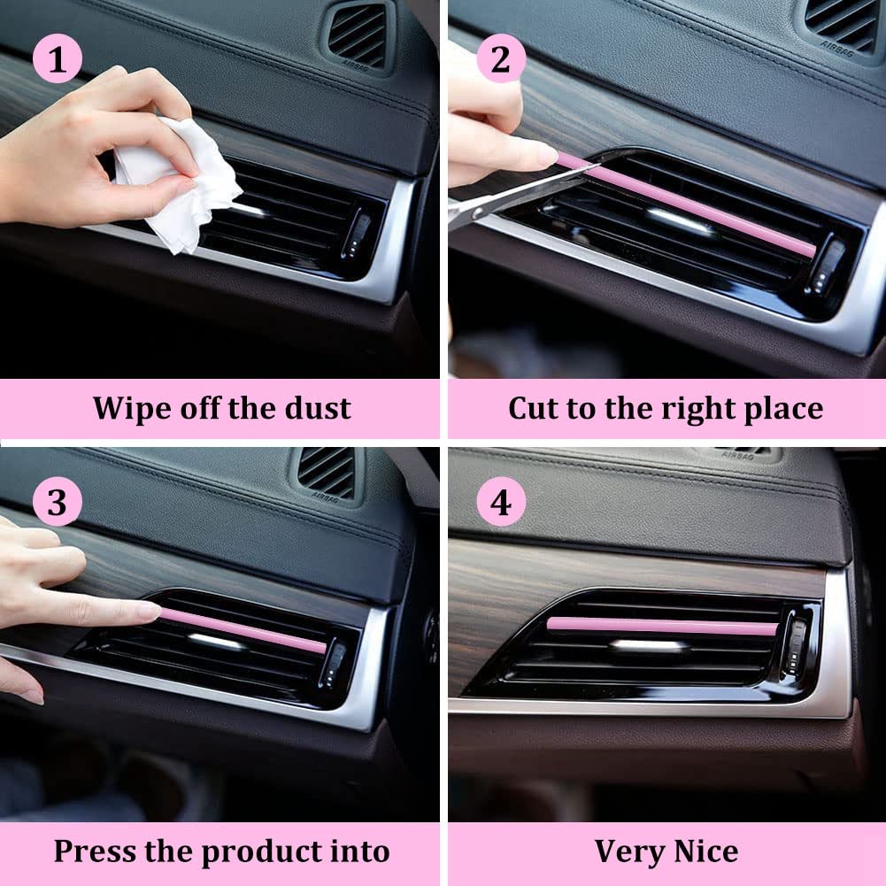 10 Pieces Pink Car Air Conditioner Decoration Strip DIY Interior Moulding Trim for Car Vent Outlet Auto Accessories - Perfect for Customizing Car Interior and Enhancing Style