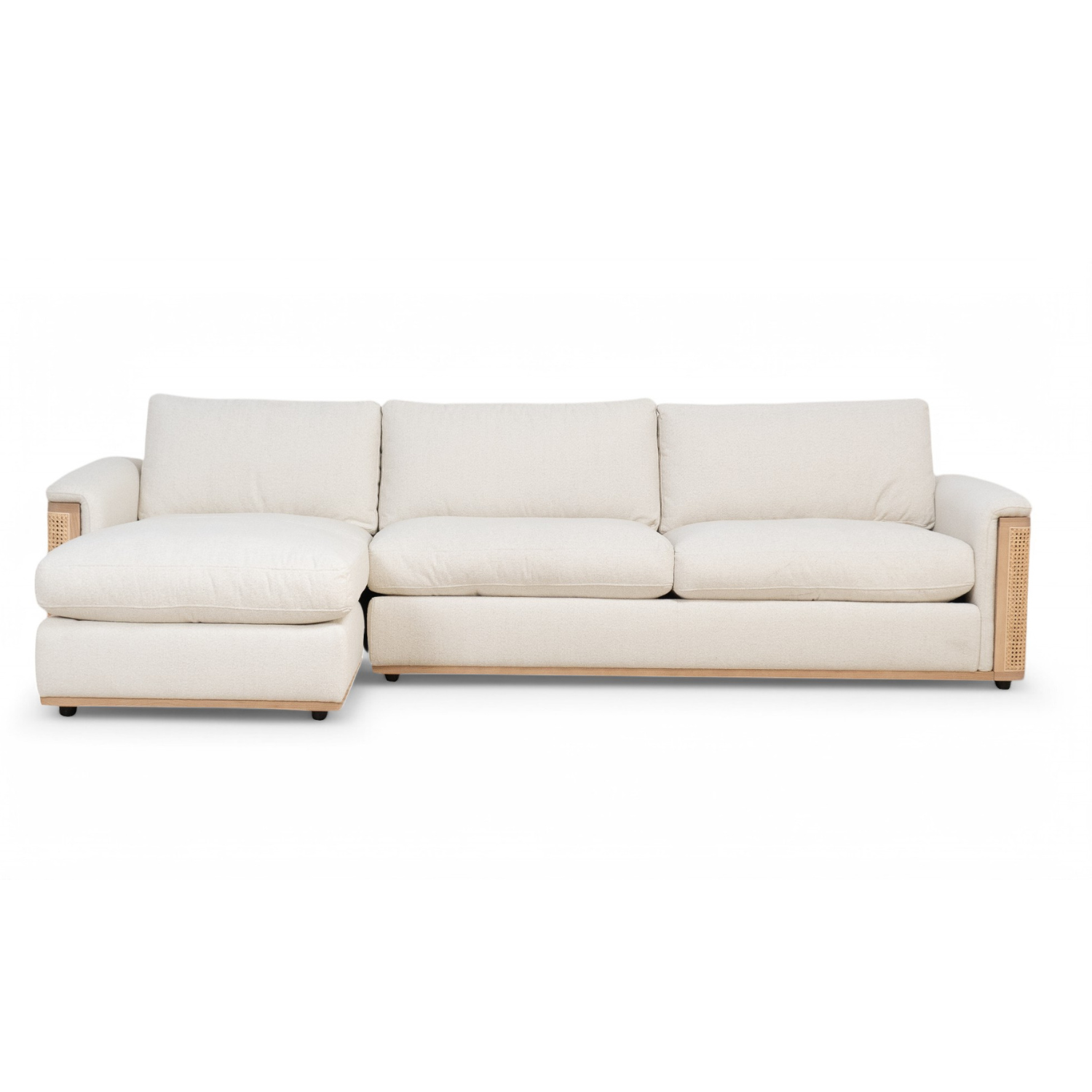 Nassau 120 Chaise Sectional Sofa in Mellow Ivory - Modern L-Shaped Couch for Living Room, Lounge & Family Room Comfort