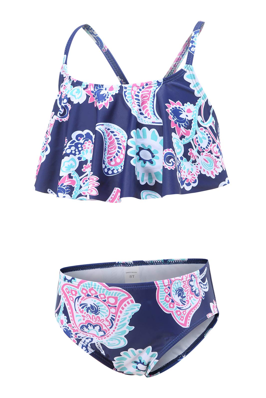 Girls Two Piece Swimsuits - Rainbow Bikini Sets with Adjustable Straps | Bathing Suits for Kids & Teens | Perfect for Beach, Pool & Summer Vacations