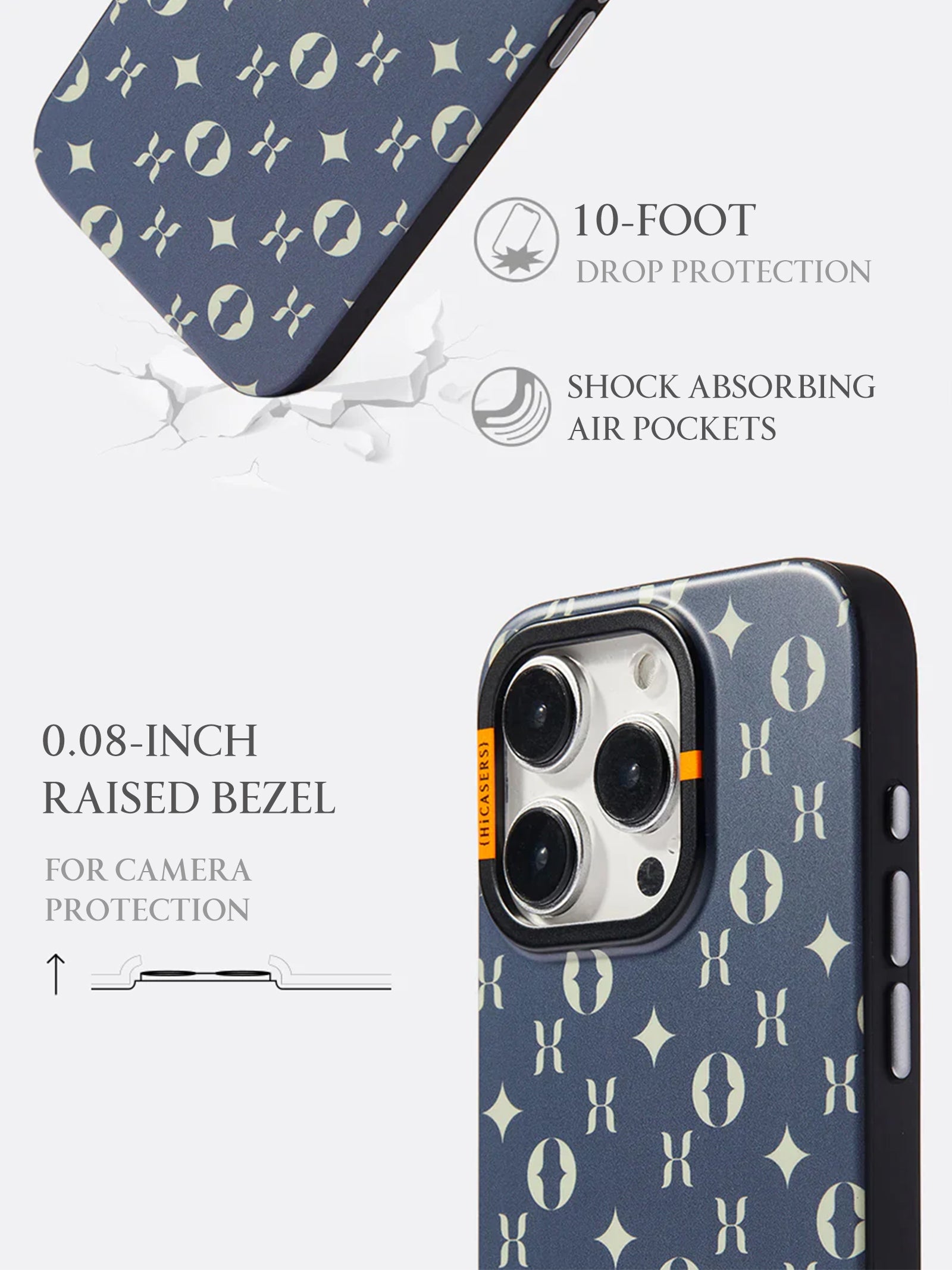 Monogram Logo Phone Case - Dark Navy Blue Protective Cover for iPhone & Samsung | Perfect for Everyday Use, Travel & Gifting