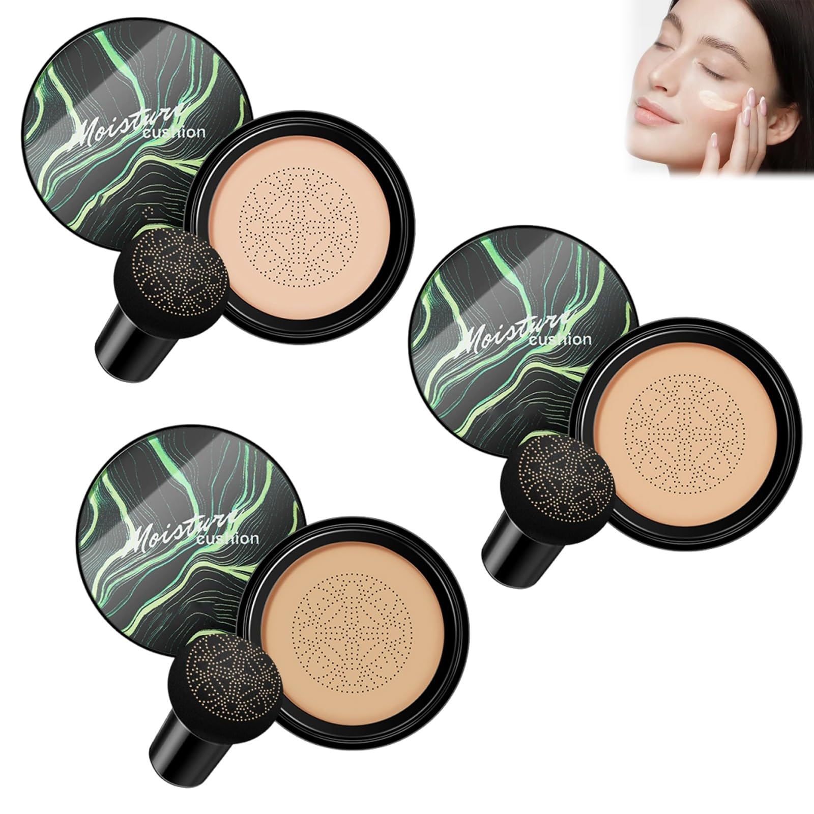 Cedar & Ash Air Cushion CC Cream Foundation - Mushroom Head Design, Moisturizing Concealer for All Skin Types, Long-Lasting Makeup with Even Skin Tone (Mix Color) | Perfect for Daily Wear, Special Occasions & On-The-Go Touch-Ups