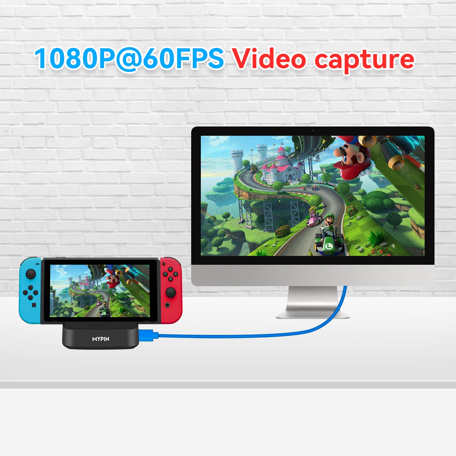 MYPIN Nintendo Switch TV Dock Station - 1080p 60fps HDMI Adapter for Gaming, Video Recording & Live Streaming | Perfect for Home Entertainment & Game Streaming Setup