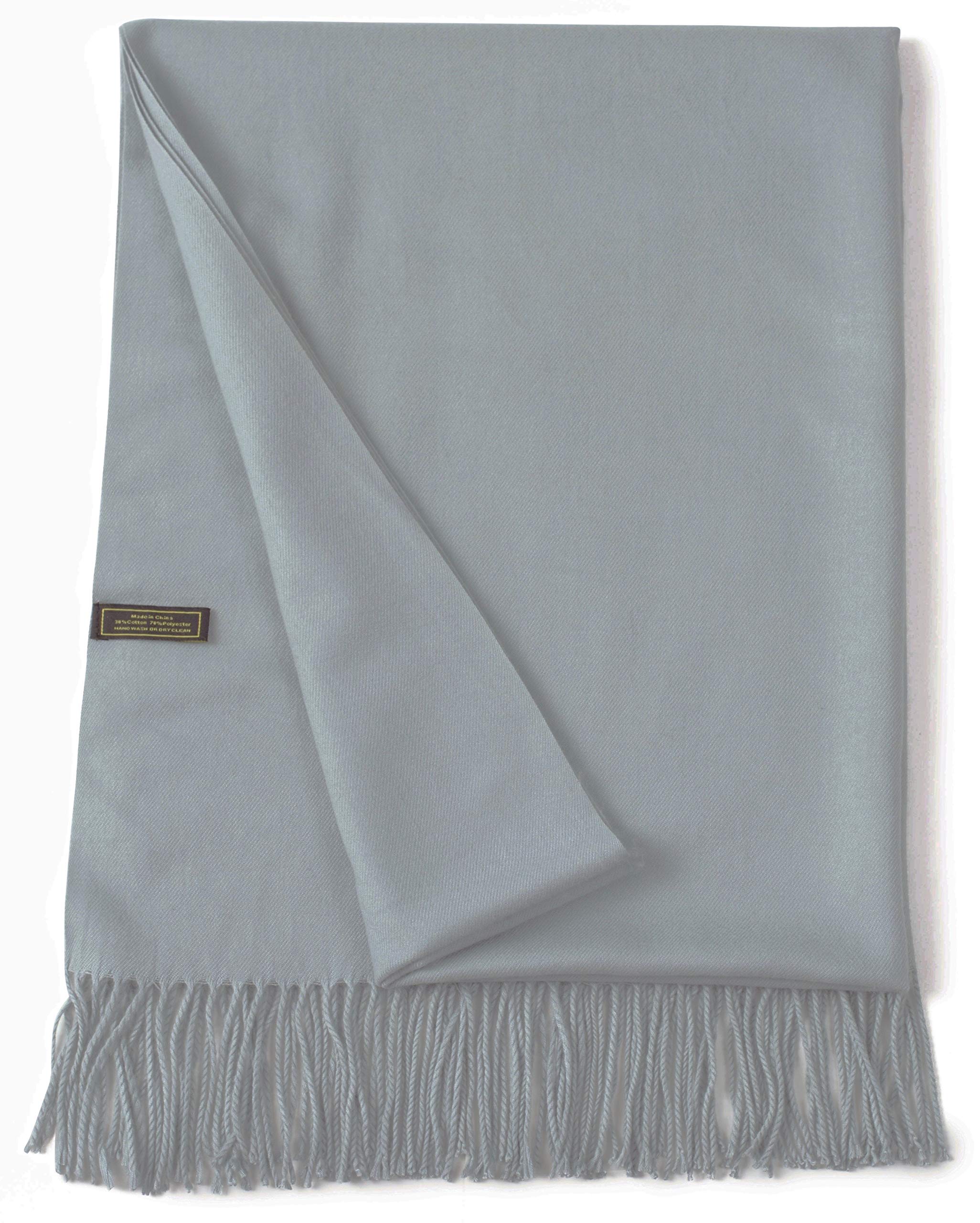 Stylish CJ Apparel Solid Color Cotton Blend Shawl with Tassels - Soft Scarf Wrap, Pashmina Stole & Head Cover - Perfect for Winter Fashion, Office Wear & Evening Outfits
