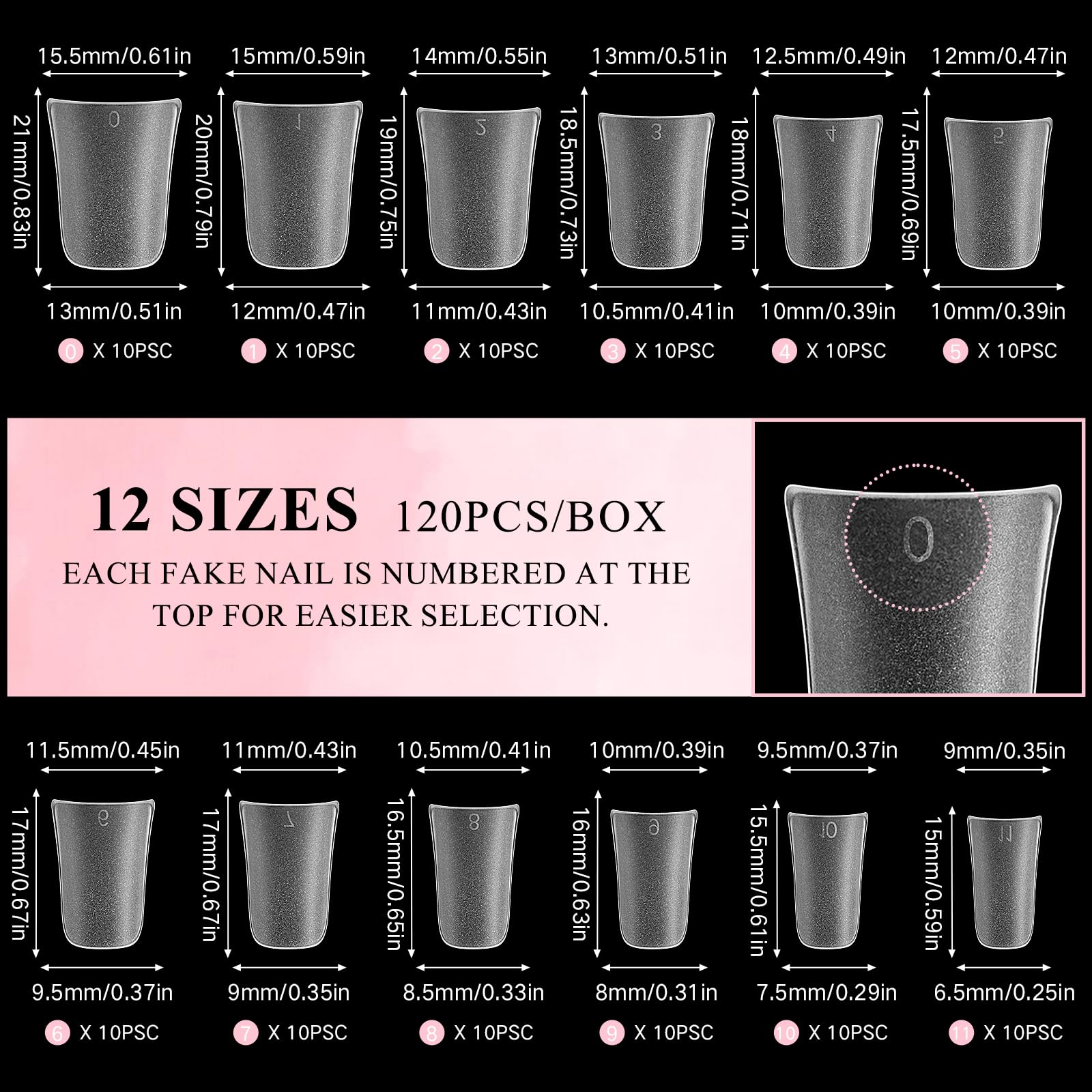 Duck Nail Tips Full Cover - 120Pcs Curved Acrylic False Nails for Extensions | Wide Short French Fake Nails DIY Kit with 12 Sizes | Perfect for Home Manicures, Salon Nail Art & Professional Nail Extensions