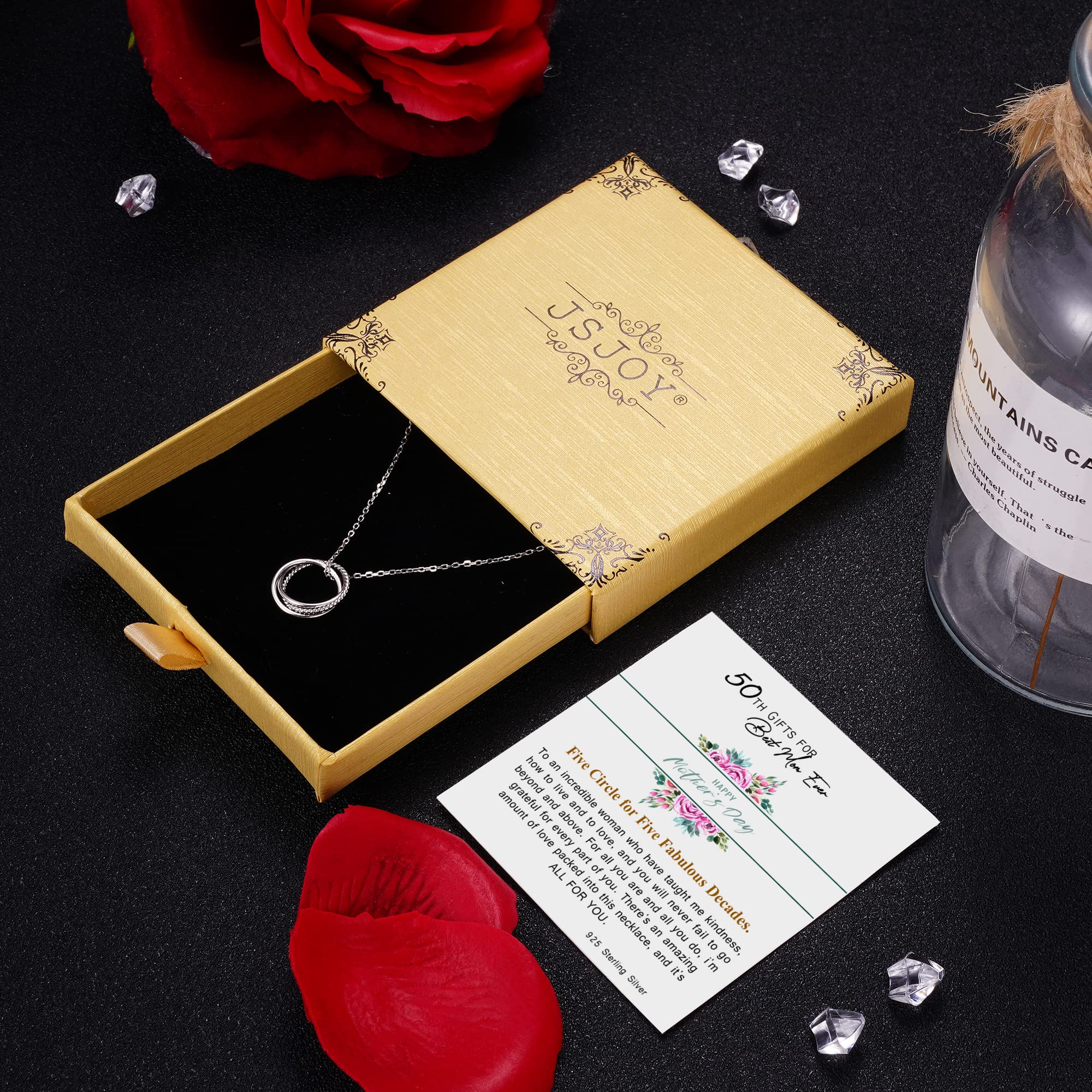 JSJOY Sterling Silver Circle Necklace - Elegant Birthday Gift for Women (30th, 40th, 50th, 60th, 70th, 80th, 90th) | S925 Jewelry for Anniversary & Milestone Celebrations | Perfect for Parties, Special Occasions & Everyday Wear