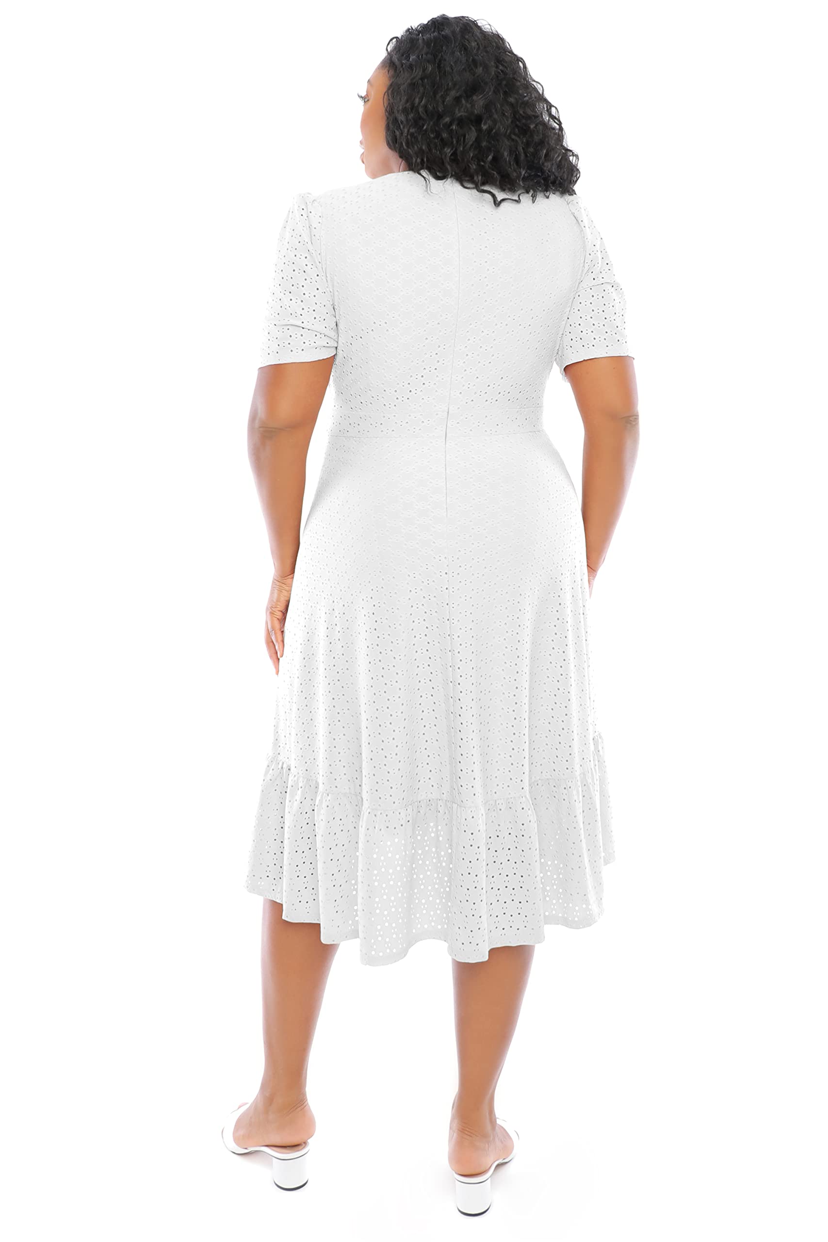 London Times Women's Short Sleeve Ruffle Wrap Dress - Flowy Summer Dress for Casual Outings & Beach Vacations