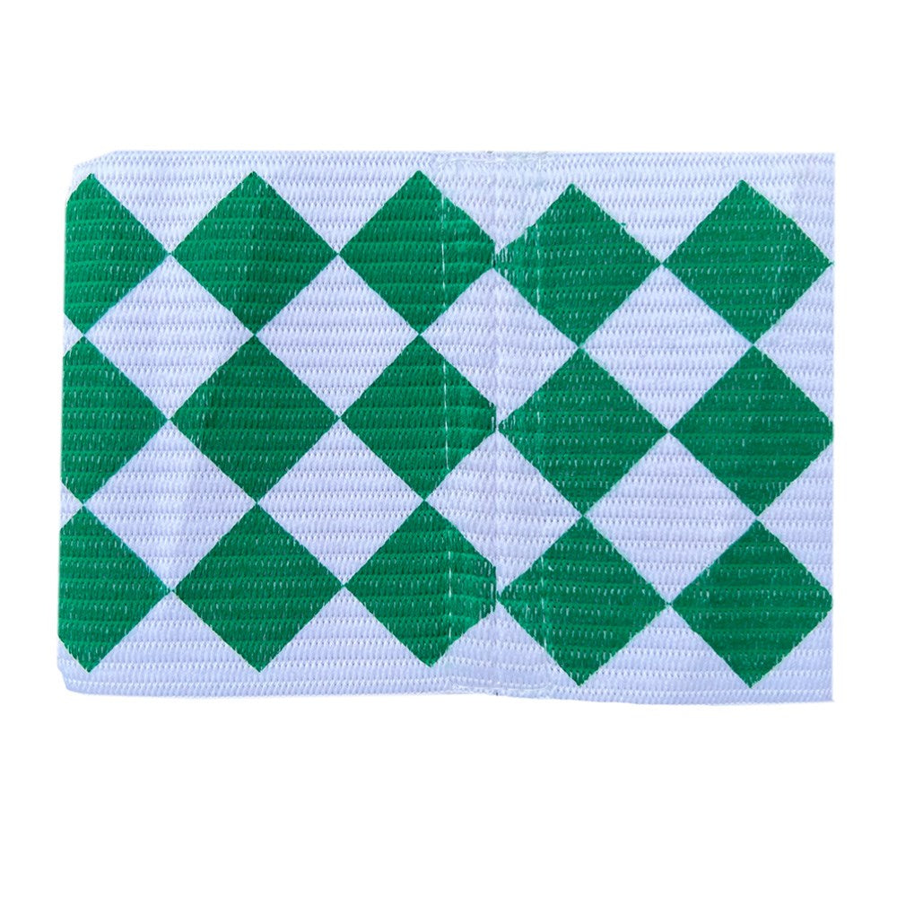 Captain's Senior Soccer Armband with Diamond Design - White & Green - Perfect for Team Captains, Referees, and Sports Events