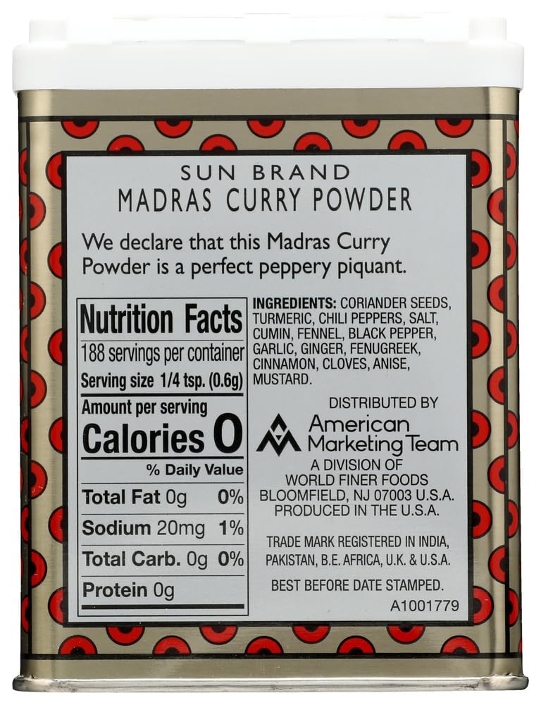 Sun Brand Madras Curry Powder - Authentic Indian Spice Blend, 4oz (Pack of 4) | Perfect for Curry Dishes, Marinades & Seasoning - Great for Home Cooking & Meal Prep