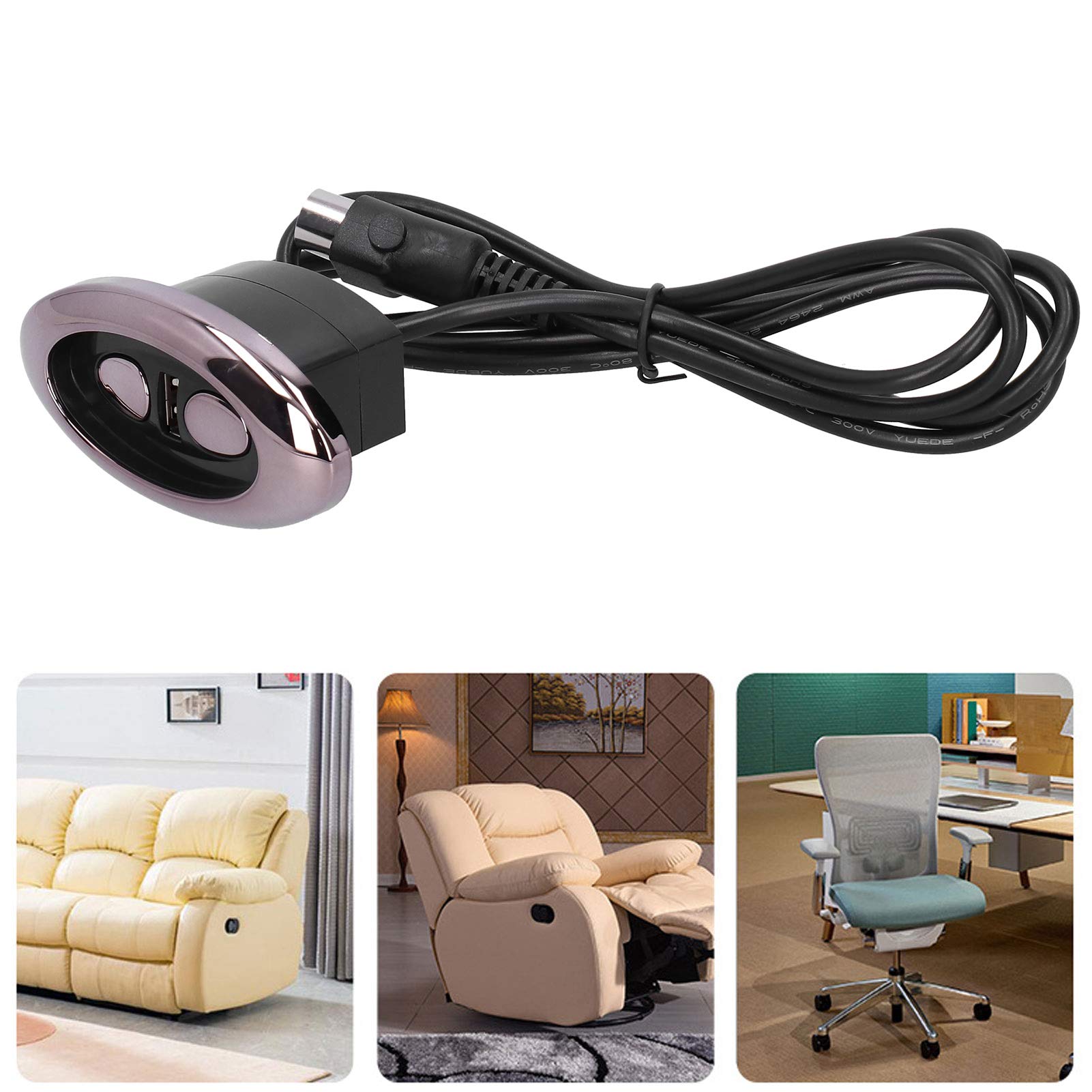 Zerodis Electric Recliner Sofa Controller - 2 Button 5 Pin Hand Switch with USB Power for Lift Chairs | Replacement Part for Power Recliners & Massage Chairs | Perfect for Home Theater Seating, Living Room Furniture & Elderly Care