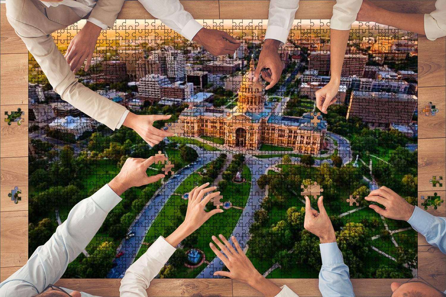 1000-Piece Wooden Jigsaw Puzzle - US Capitol Building & Austin Skyline Sunset View | Educational Toy for Kids & Adults | Stress Relief & Brain Training | Perfect for Family Game Night & Classroom Activities