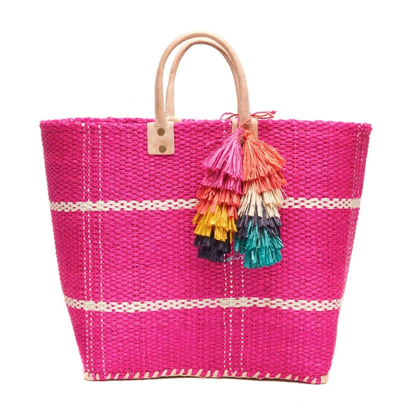 Stylish Sisal Market Tote Bag with Tassels - Natural Straw Beach Bag for Women | Perfect for Grocery Shopping, Farmers Market & Summer Beach Outings
