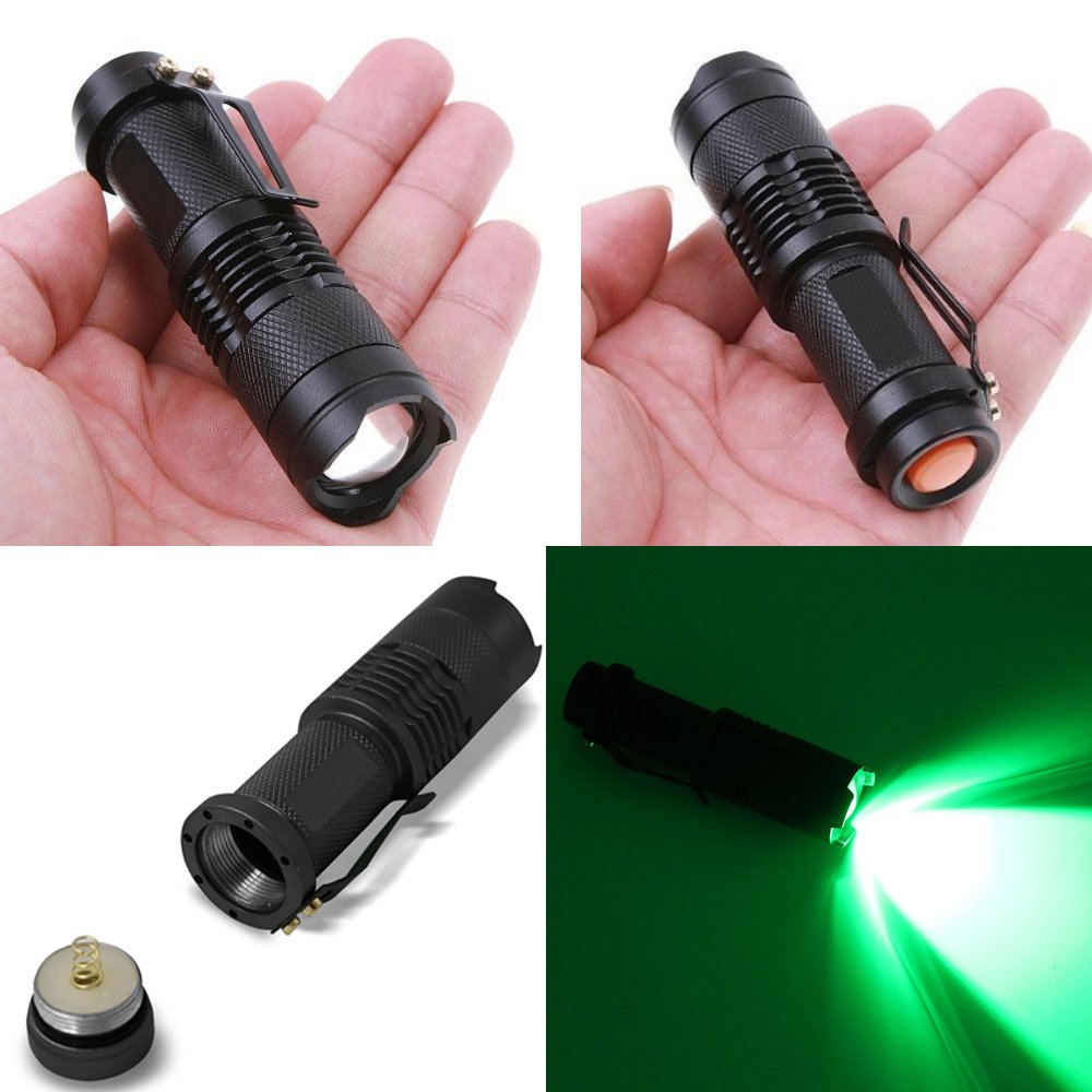 Single Mode Green LED Flashlight for Hunting & Night Observation - Compact Mini Green Light Torch for Outdoor Adventures, Camping & Security Use