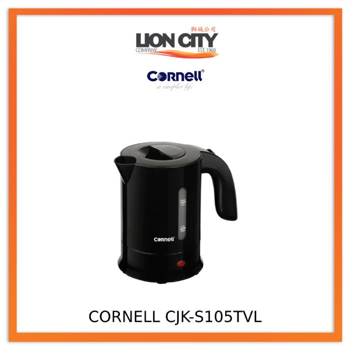 Cornell 0.5L Portable Travel Electric Kettle with 2 Cups - Compact Mini Water Boiler for Tea & Coffee - Perfect for Camping, Hotels, Dorms & Office Use - CJK S105TVL
