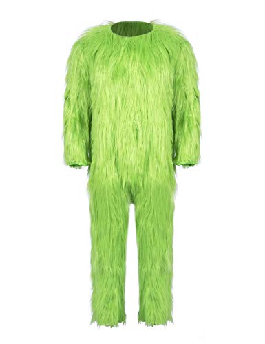 LILLIWEEN Green Monster Cosplay Pajama Set - Fuzzy Warm Sleep Pants & Jumpsuit for Adults - Christmas Costume Party Outfit for Halloween, Cosplay Events & Themed Sleepovers