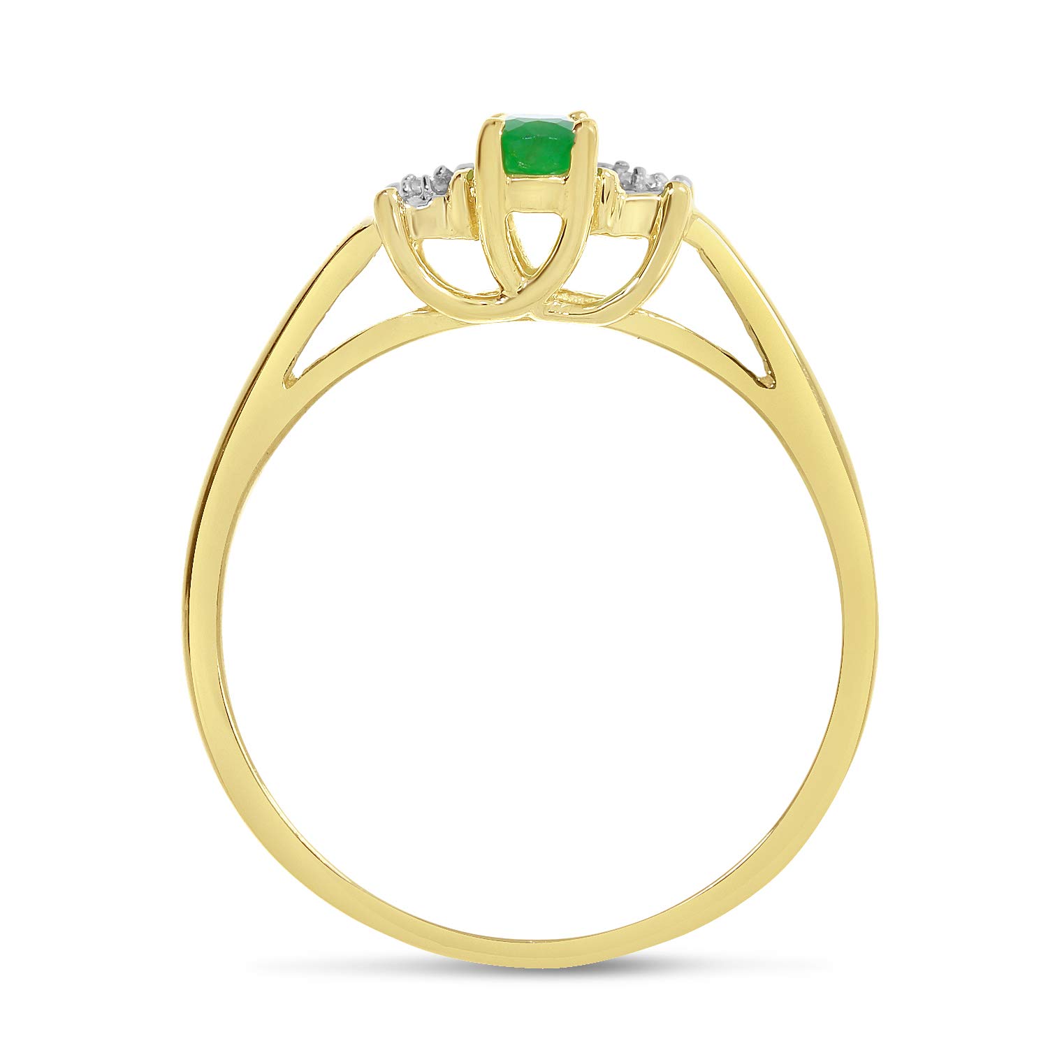10K Yellow Gold Genuine Birthstone Solitaire Oval Engagement Ring with Diamond - Perfect for Wedding Proposals, Anniversary Gifts & Special Occasions | Jewels By Lux